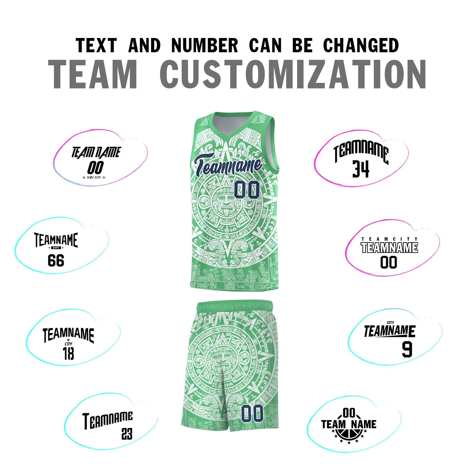 Custom Youth Basketball Jerseys White Aztec Sun Stone Design Team Uniform
