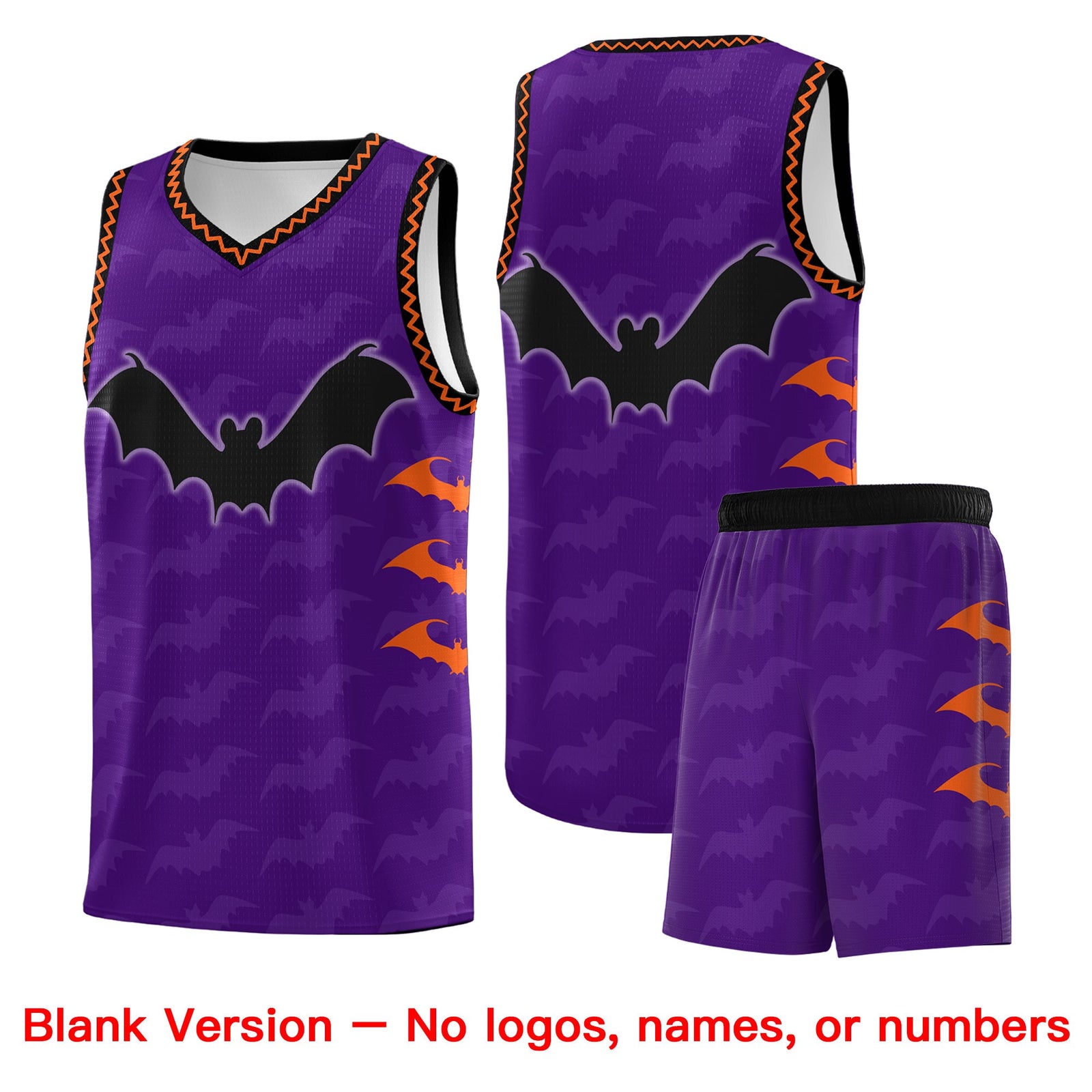 Custom Purple Orange Bat Pattern Halloween Basketball Jersey | For Men,For Kid,For Youth,Sublimation Printed,Perfect for Training,Perfect for Parties,Add Name and Numbern | KXKSHOP