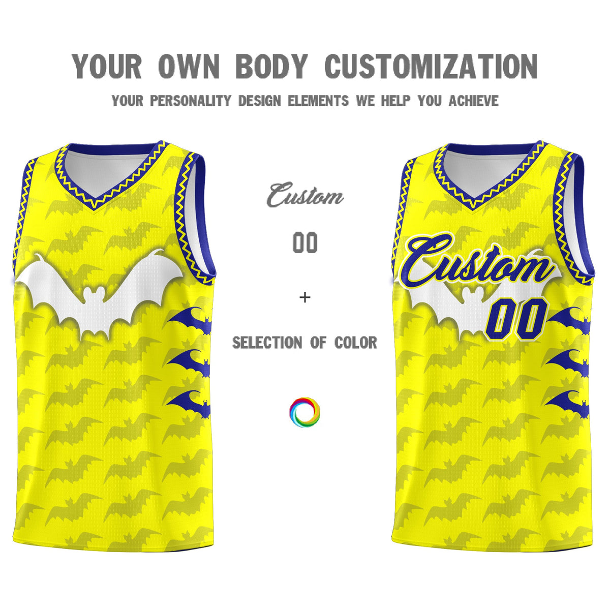 Custom Fluorescent Yellow Bat Pattern Halloween Basketball Jersey | For Men,For Kid,For Youth,Sublimation Printed,Perfect for Training,Perfect for Parties,Add Name and Numbern | KXKSHOP