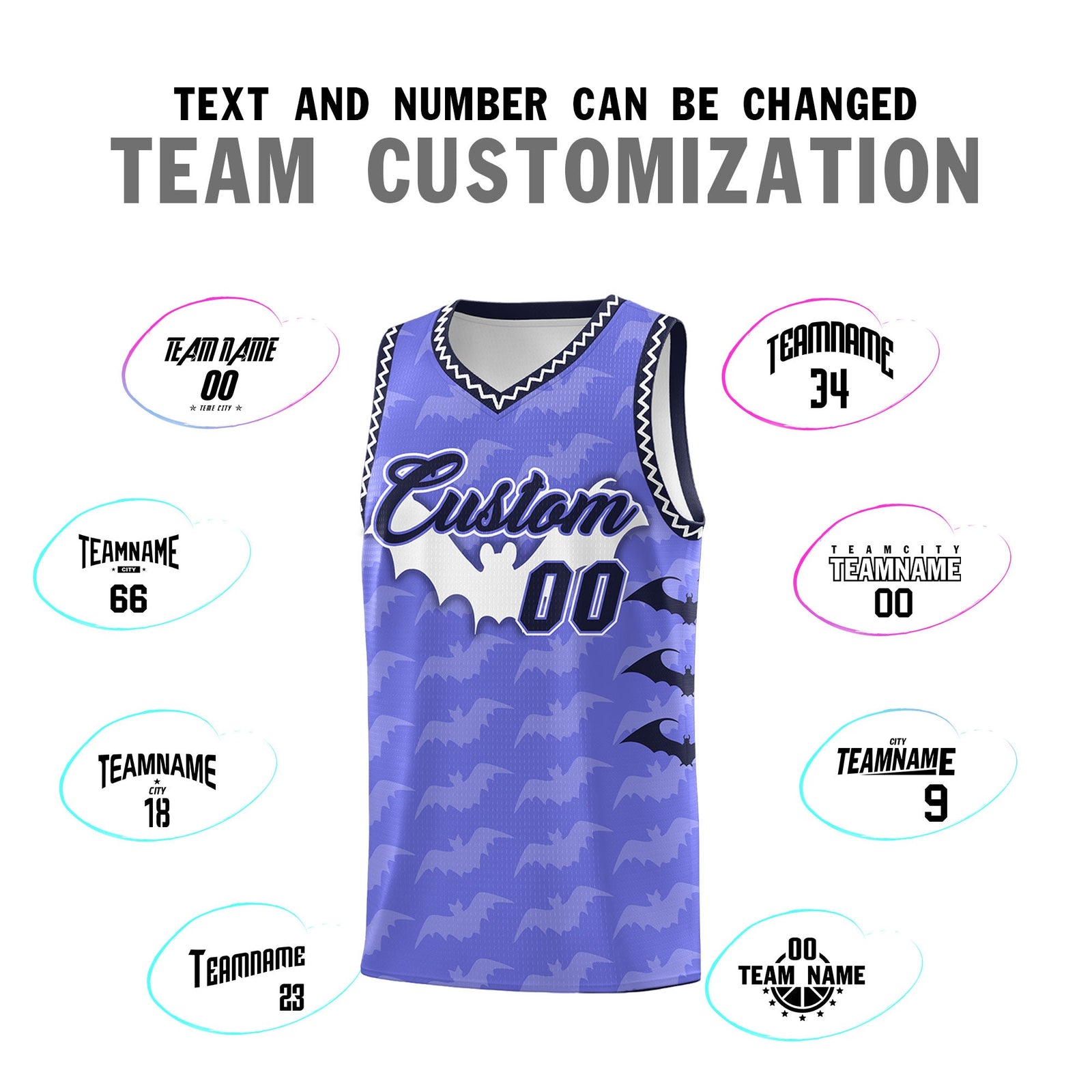 Custom Purple White Bat Pattern Halloween Basketball Jersey | For Men,For Kid,For Youth,Sublimation Printed,Perfect for Training,Perfect for Parties,Add Name and Numbern | KXKSHOP