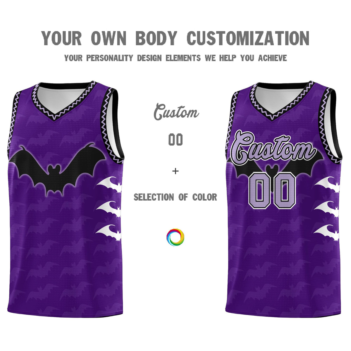 Custom Purple Light Purple Bat Pattern Halloween Basketball Jersey | For Men,For Kid,For Youth,Sublimation Printed,Perfect for Training,Perfect for Parties,Add Name and Numbern | KXKSHOP