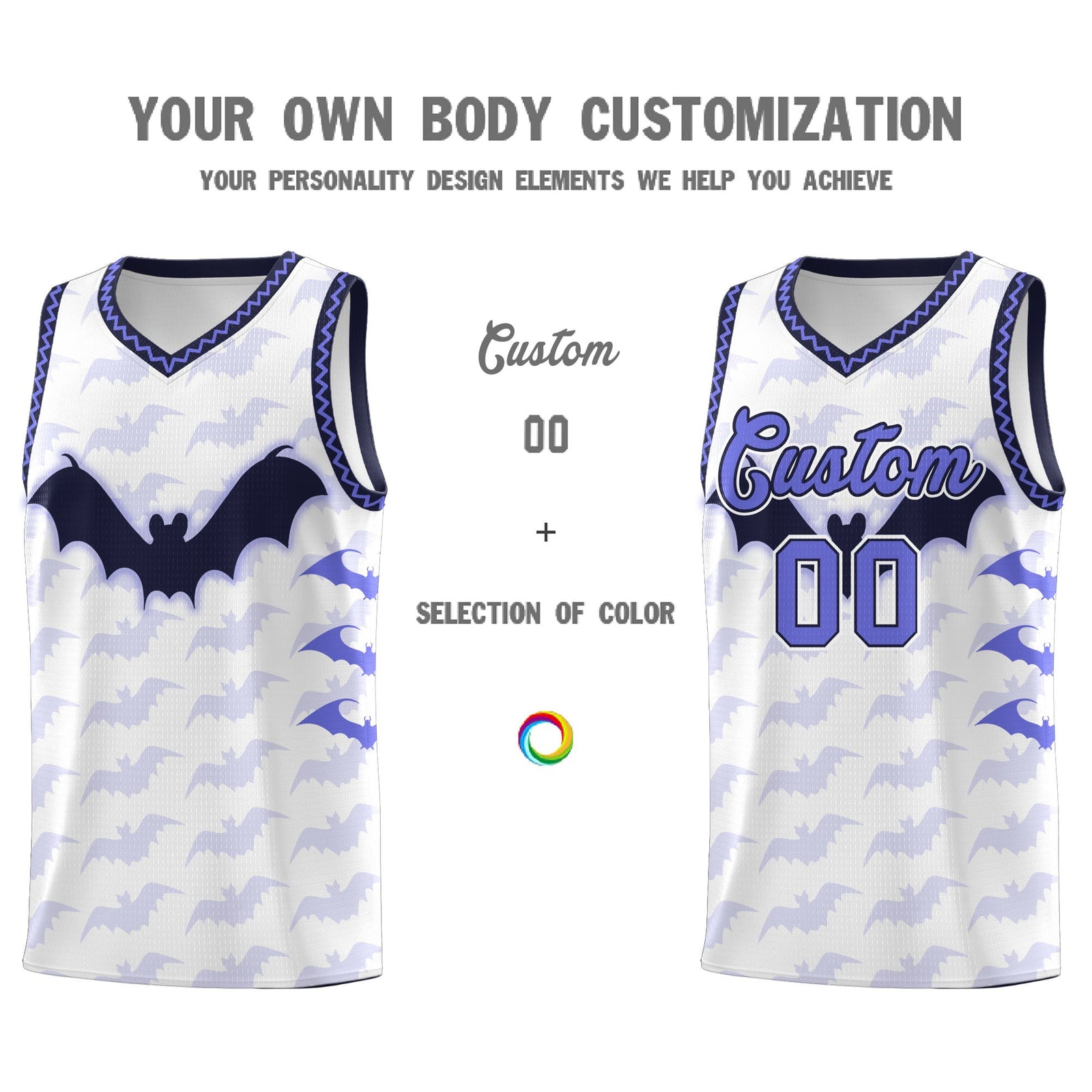 Custom White Purple Navy Bat Pattern Halloween Basketball Jersey | For Men,For Kid,For Youth,Sublimation Printed,Perfect for Training,Perfect for Parties,Add Name and Numbern | KXKSHOP