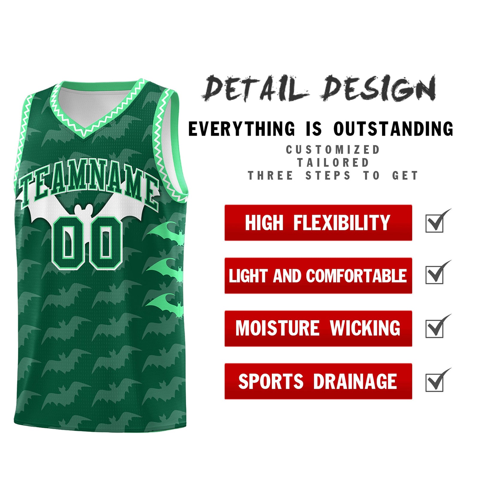 Custom Kelly Green White Green Bat Pattern Halloween Basketball Jersey | For Men,For Kid,For Youth,Sublimation Printed,Perfect for Training,Perfect for Parties,Add Name and Numbern | KXKSHOP