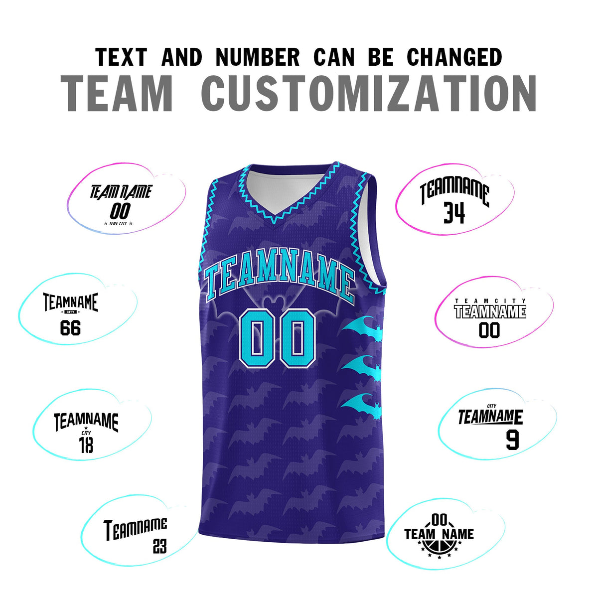 Custom Royal Sky Blue Bat Pattern Halloween Basketball Jersey | For Men,For Kid,For Youth,Sublimation Printed,Perfect for Training,Perfect for Parties,Add Name and Numbern | KXKSHOP