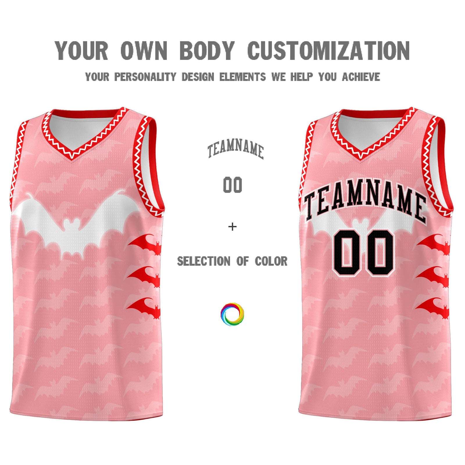 Custom Light Pink White Bat Pattern Halloween Basketball Jersey | For Men,For Kid,For Youth,Sublimation Printed,Perfect for Training,Perfect for Parties,Add Name and Numbern | KXKSHOP