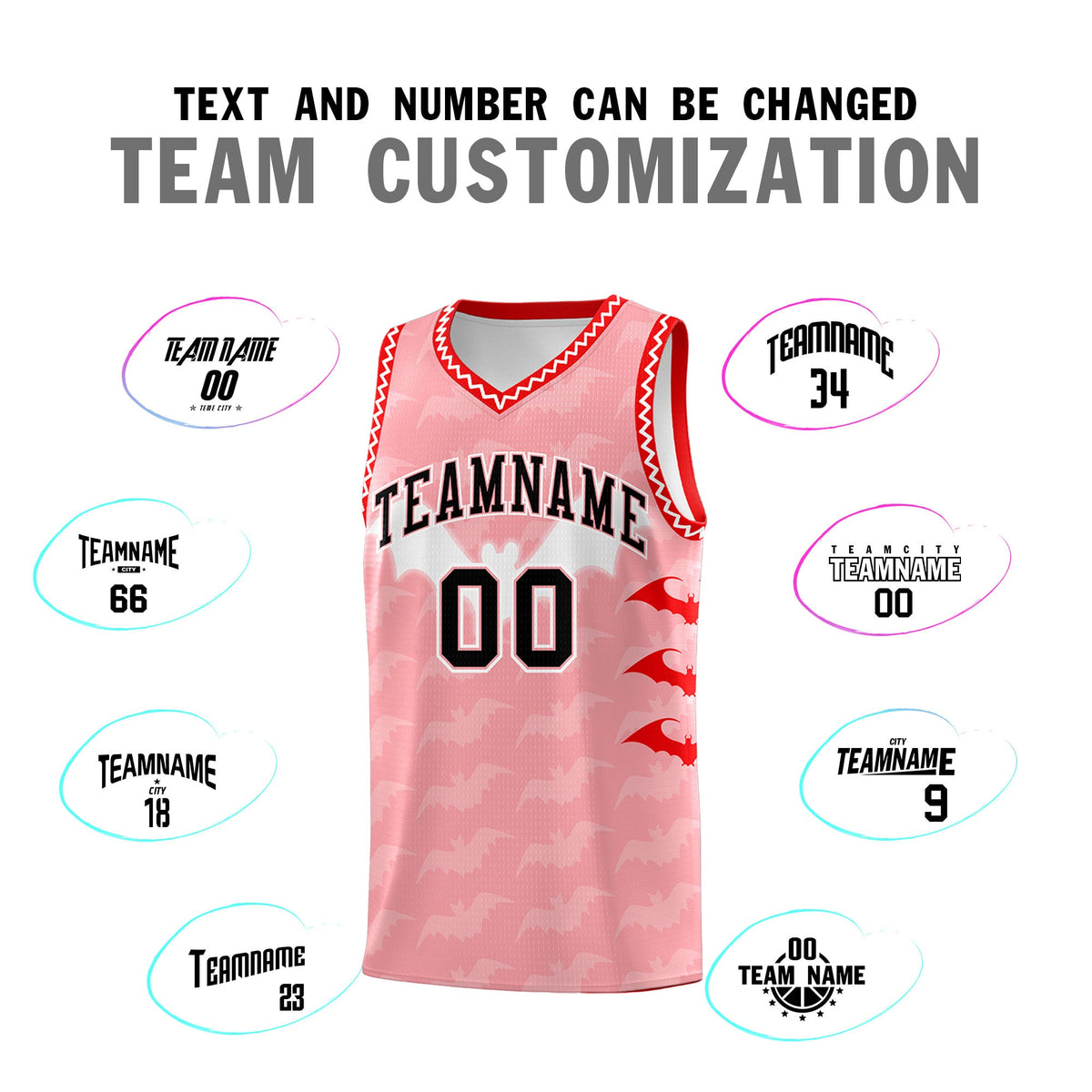 Custom Light Pink White Bat Pattern Halloween Basketball Jersey | For Men,For Kid,For Youth,Sublimation Printed,Perfect for Training,Perfect for Parties,Add Name and Numbern | KXKSHOP