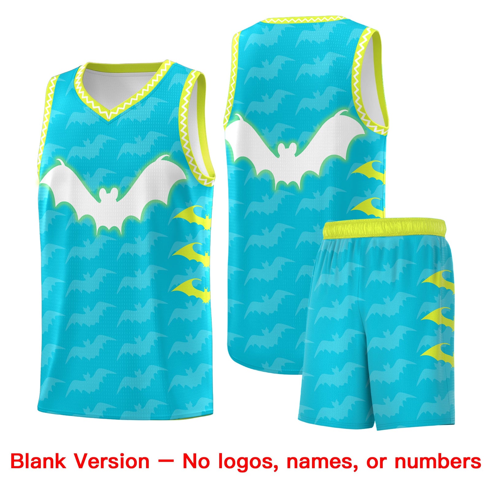 Custom Sky Blue White Bat Pattern Halloween Basketball Jersey | For Men,For Kid,For Youth,Sublimation Printed,Perfect for Training,Perfect for Parties,Add Name and Numbern | KXKSHOP