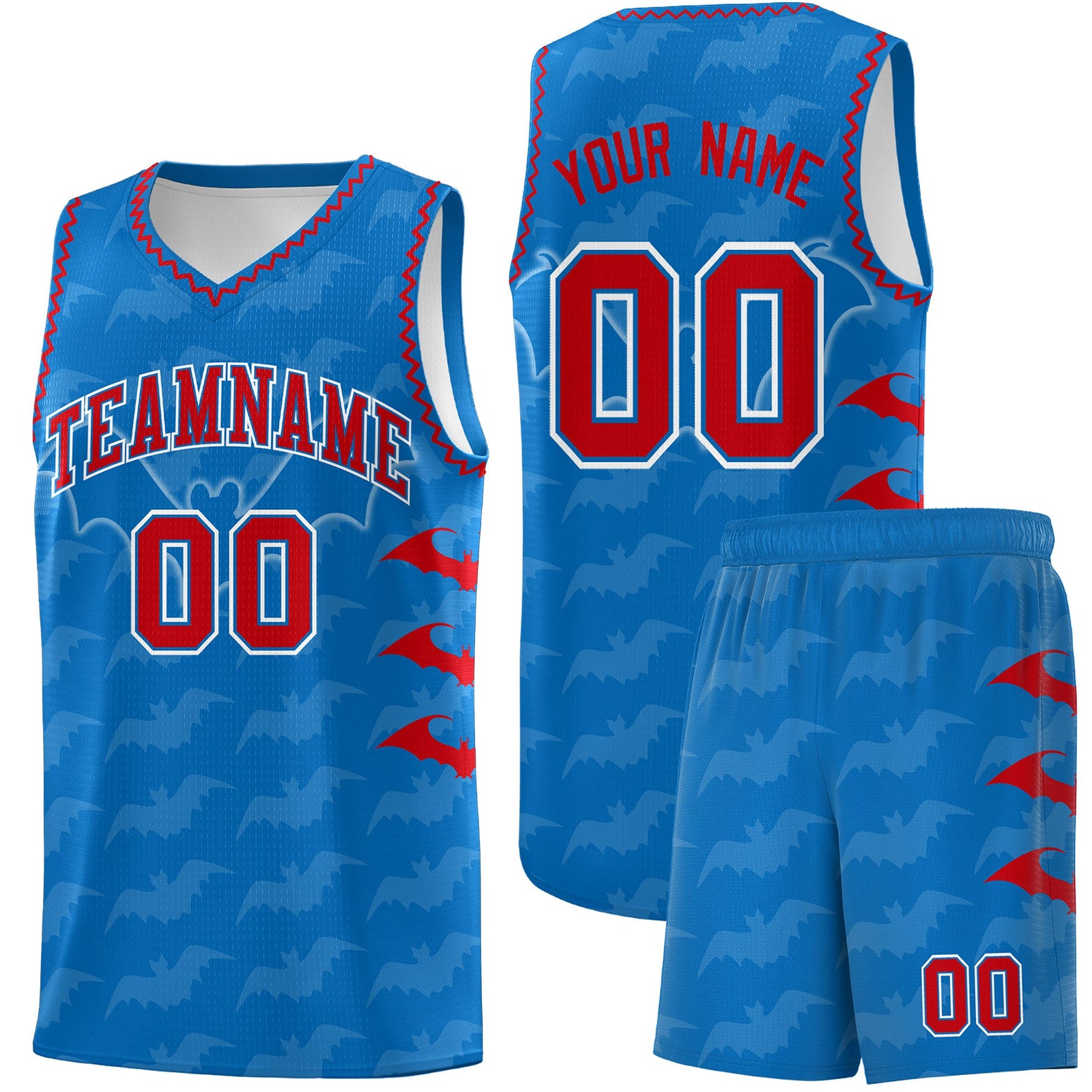 Custom Royal Red Bat Pattern Halloween Basketball Jersey | For Men,For Kid,For Youth,Sublimation Printed,Perfect for Training,Perfect for Parties,Add Name and Numbern | KXKSHOP