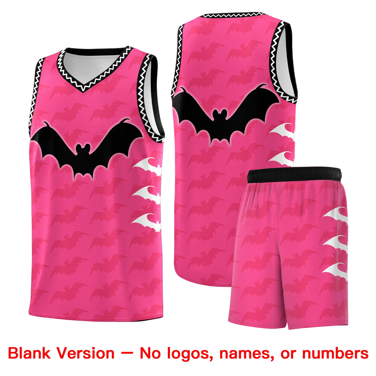 Custom Pink Black White Bat Pattern Halloween Basketball Jersey | For Men,For Kid,For Youth,Sublimation Printed,Perfect for Training,Perfect for Parties,Add Name and Numbern | KXKSHOP