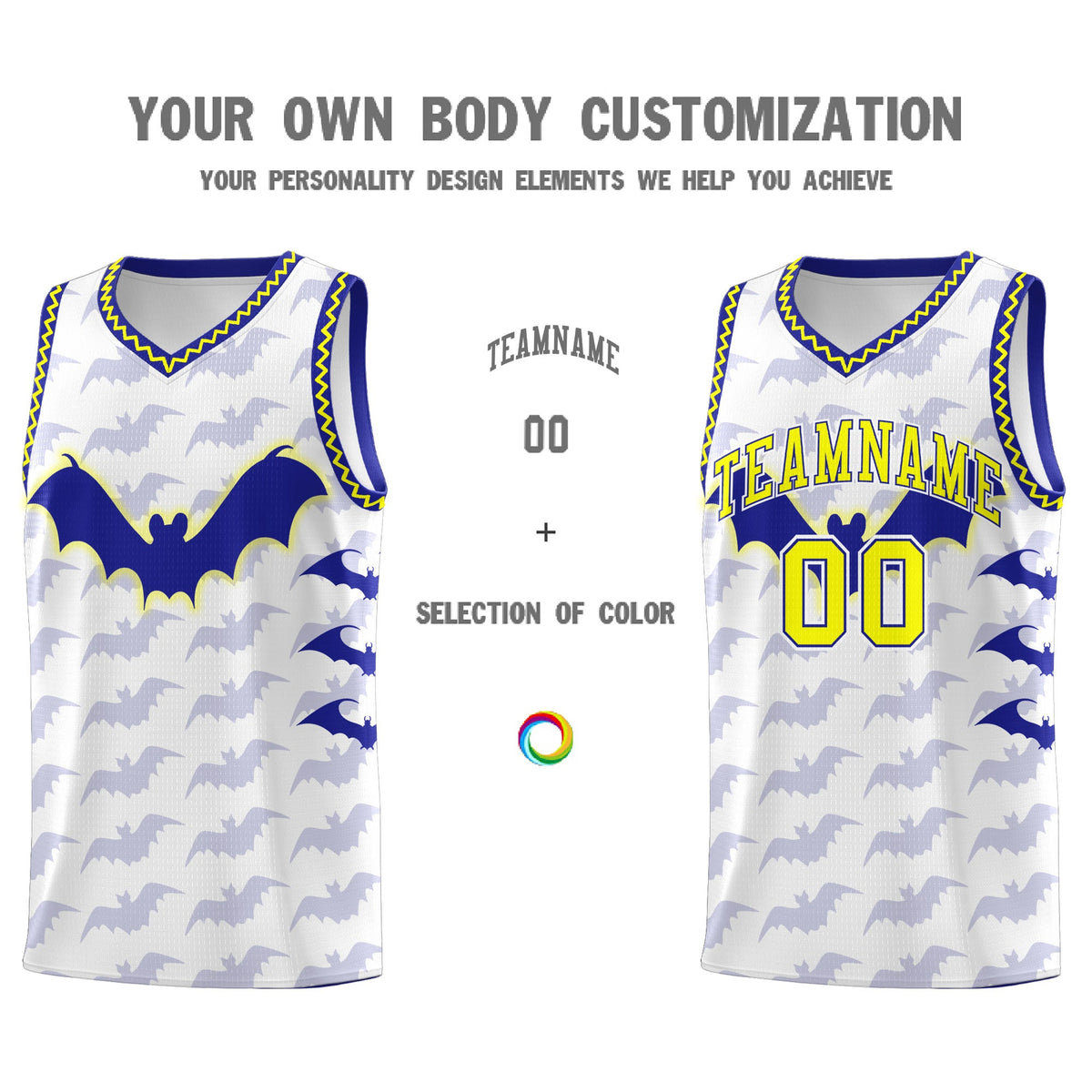 Custom White Fluorescent Yellow Bat Pattern Halloween Basketball Jersey | For Men,For Kid,For Youth,Sublimation Printed,Perfect for Training,Perfect for Parties,Add Name and Numbern | KXKSHOP