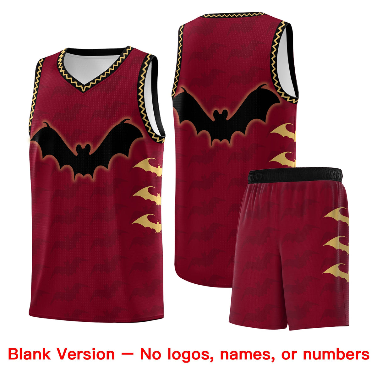 Custom Crimson Old Gold Bat Pattern Halloween Basketball Jersey | For Men,For Kid,For Youth,Sublimation Printed,Perfect for Training,Perfect for Parties,Add Name and Numbern | KXKSHOP