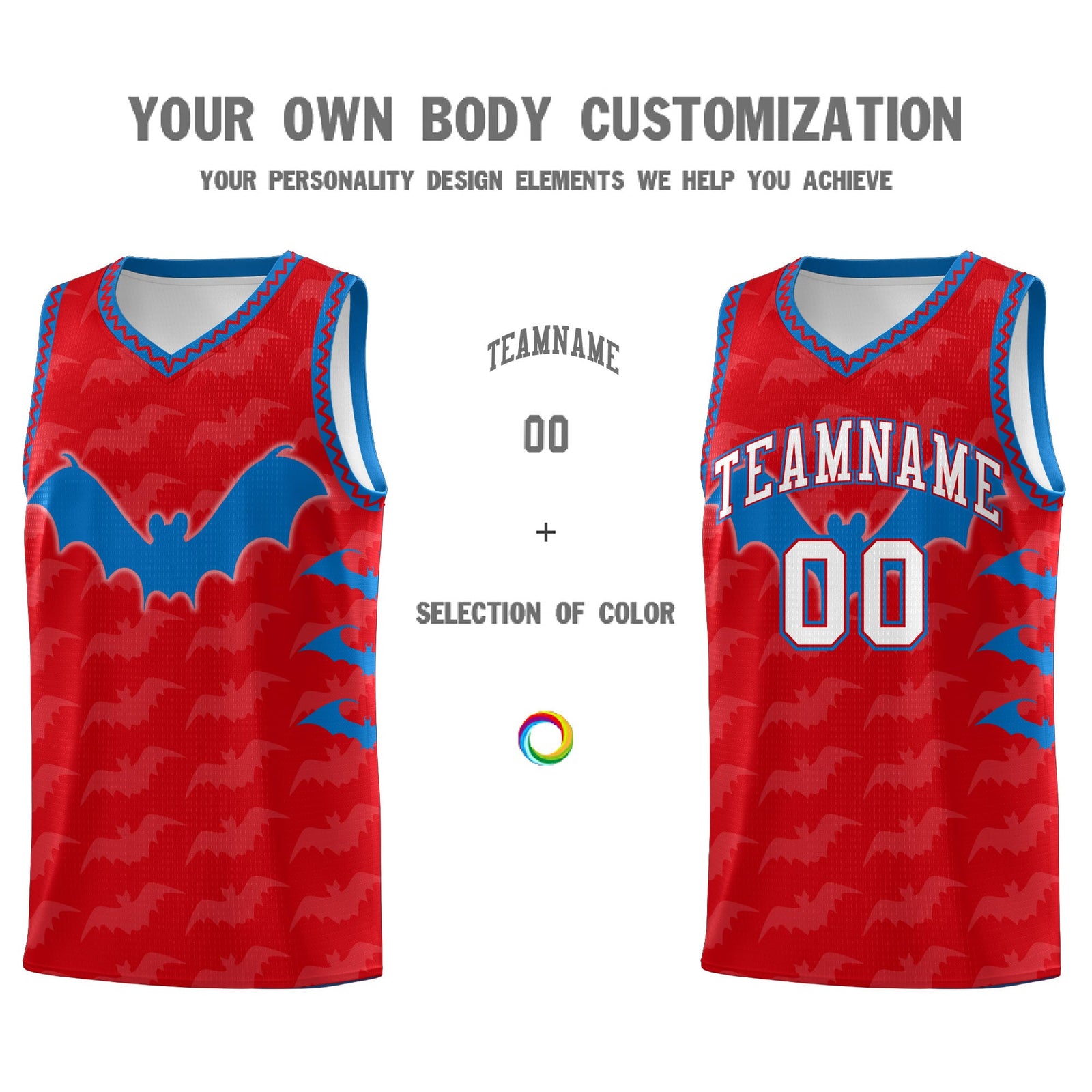Custom Red Royal White Bat Pattern Halloween Basketball Jersey | For Men,For Kid,For Youth,Sublimation Printed,Perfect for Training,Perfect for Parties,Add Name and Numbern | KXKSHOP