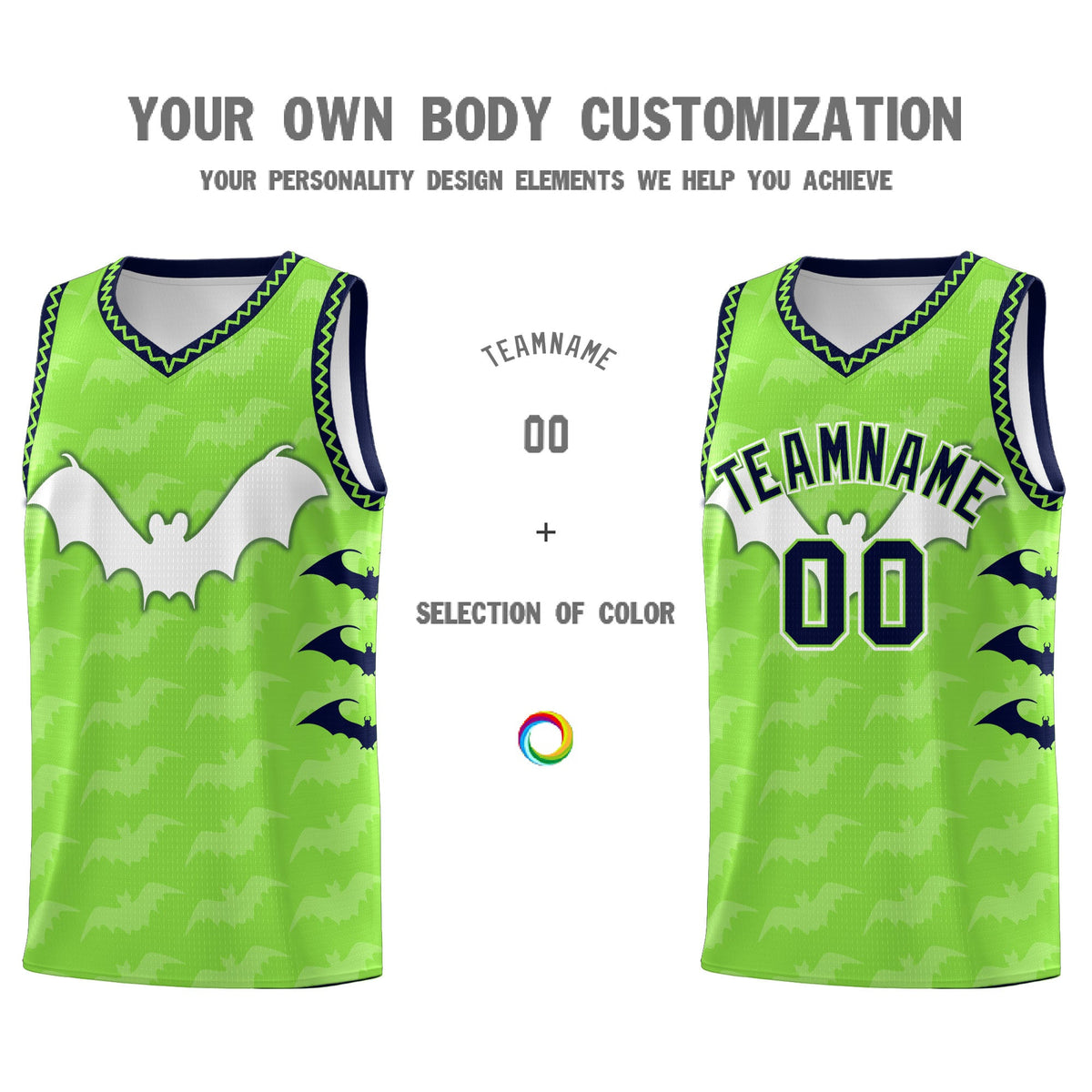 Custom Fluorescent Green Bat Pattern Halloween Basketball Jersey | For Men,For Kid,For Youth,Sublimation Printed,Perfect for Training,Perfect for Parties,Add Name and Numbern | KXKSHOP