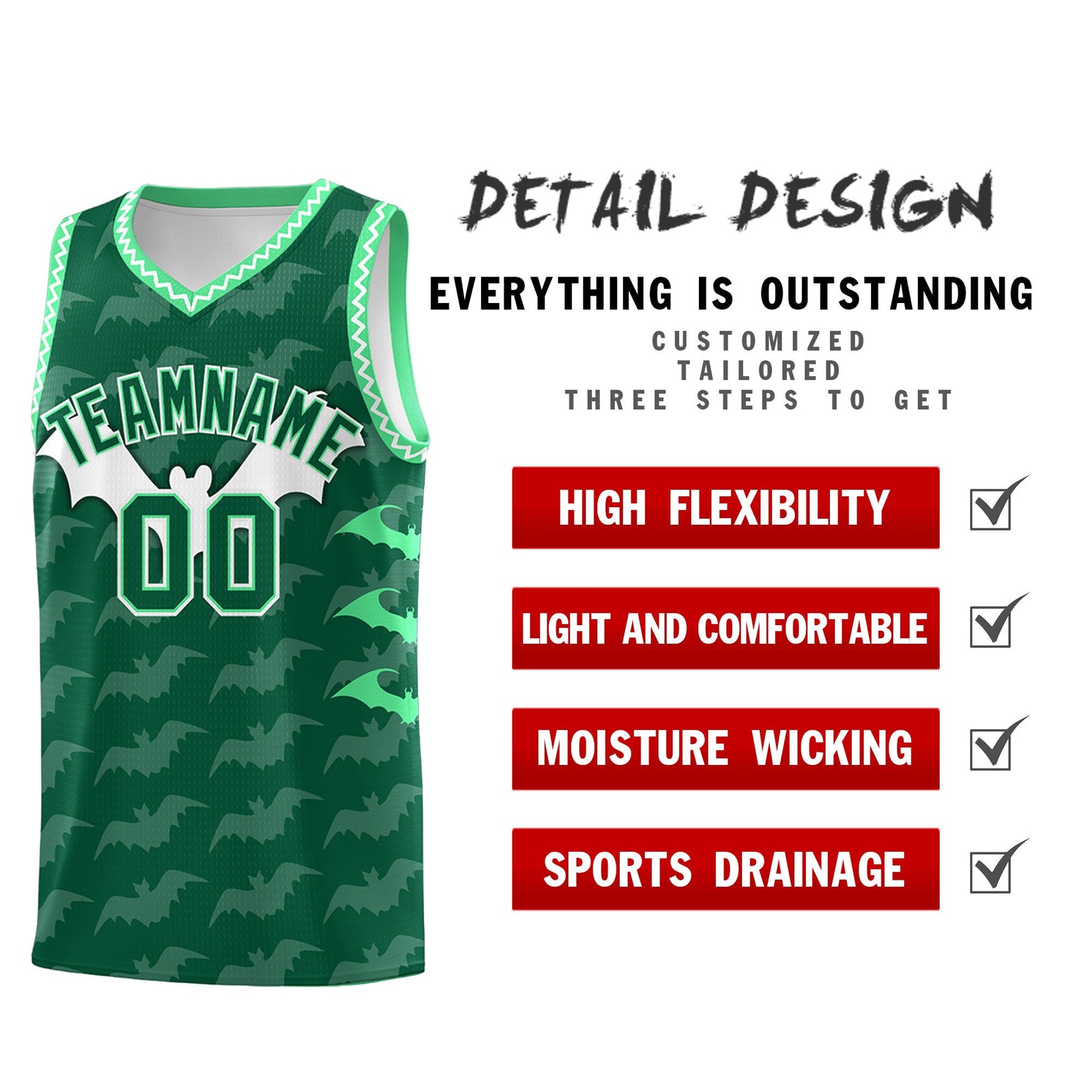 Custom Kelly Green White Green Bat Pattern Halloween Basketball Jersey | For Men,For Kid,For Youth,Sublimation Printed,Perfect for Training,Perfect for Parties,Add Name and Numbern | KXKSHOP