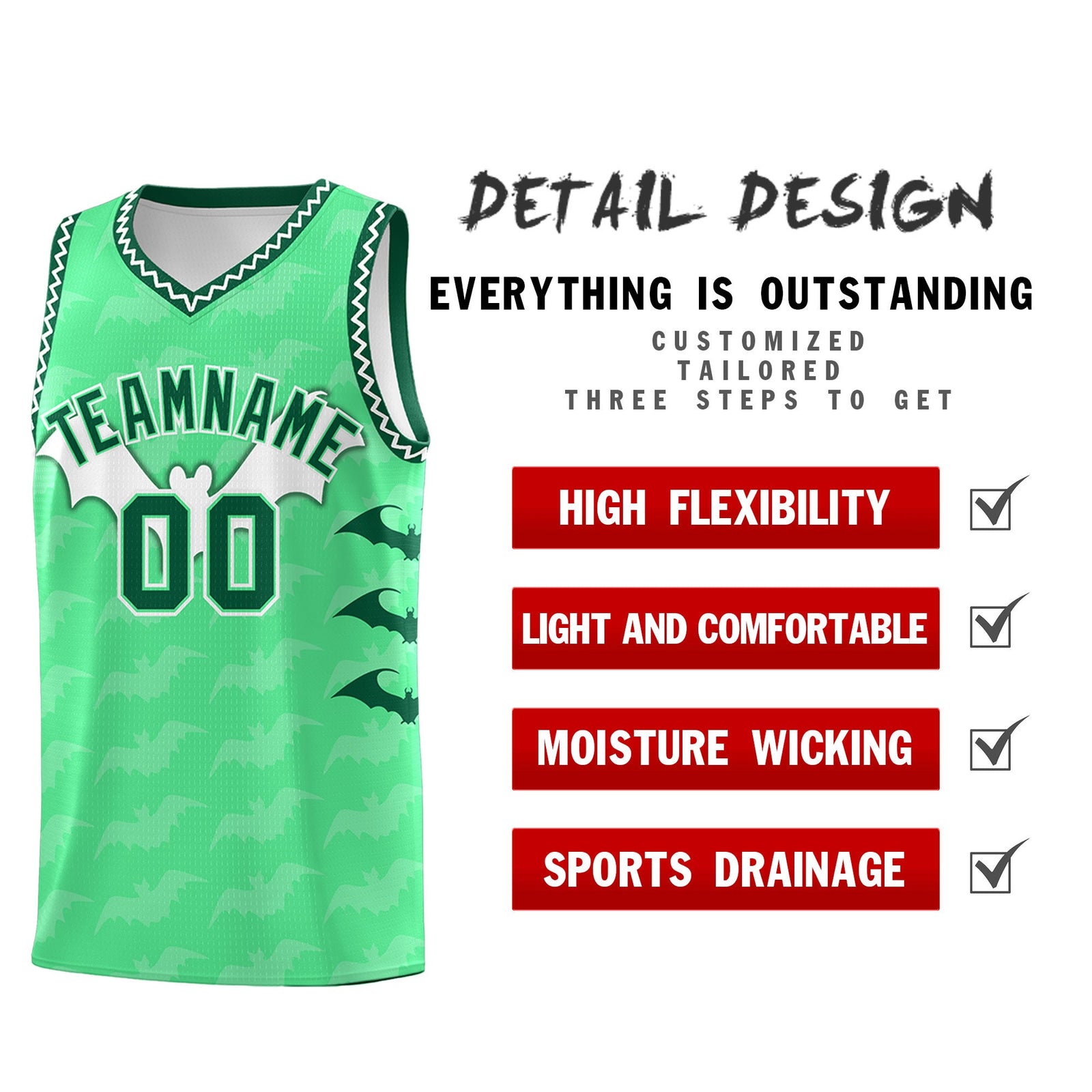 Custom Green White Bat Pattern Halloween Basketball Jersey | For Men,For Kid,For Youth,Sublimation Printed,Perfect for Training,Perfect for Parties,Add Name and Numbern | KXKSHOP