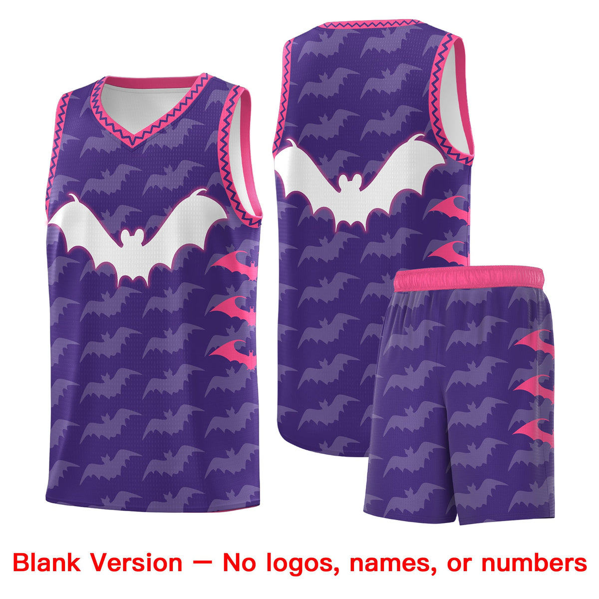 Custom Purple White Pink Bat Pattern Halloween Basketball Jersey | For Men,For Kid,For Youth,Sublimation Printed,Perfect for Training,Perfect for Parties,Add Name and Numbern | KXKSHOP