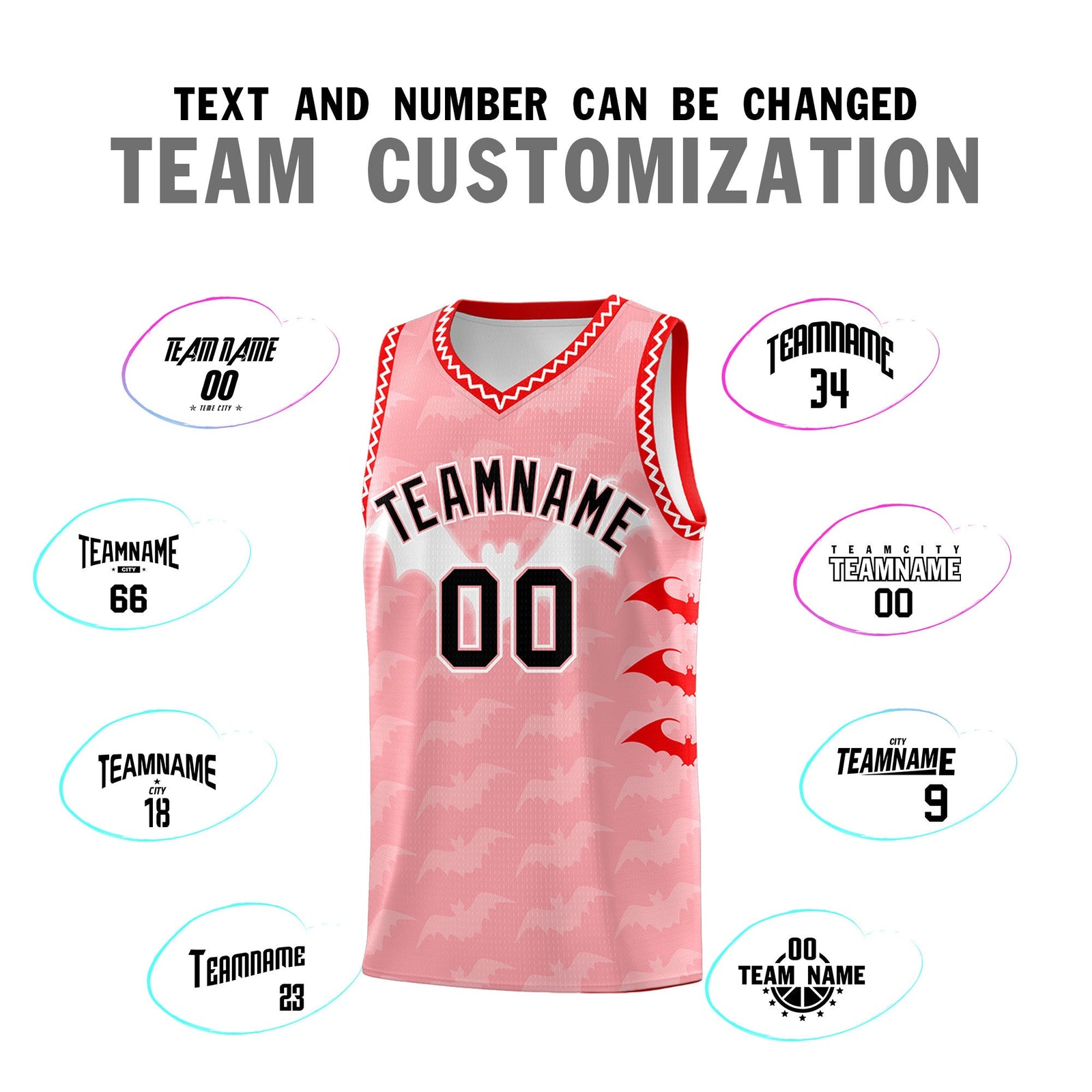 Custom Light Pink White Bat Pattern Halloween Basketball Jersey | For Men,For Kid,For Youth,Sublimation Printed,Perfect for Training,Perfect for Parties,Add Name and Numbern | KXKSHOP
