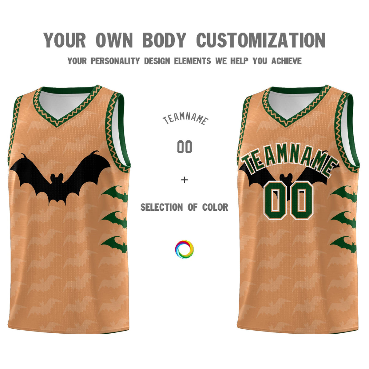 Custom Buckskin Brown Bat Pattern Halloween Basketball Jersey | For Men,For Kid,For Youth,Sublimation Printed,Perfect for Training,Perfect for Parties,Add Name and Numbern | KXKSHOP