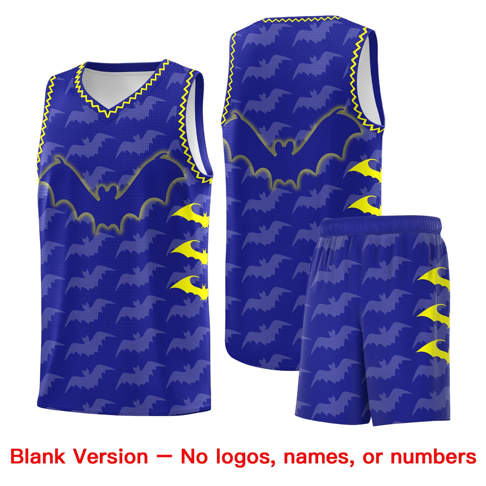 Custom Royal Fluorescent Yellow Bat Pattern Halloween Basketball Jersey | For Men,For Kid,For Youth,Sublimation Printed,Perfect for Training,Perfect for Parties,Add Name and Numbern | KXKSHOP