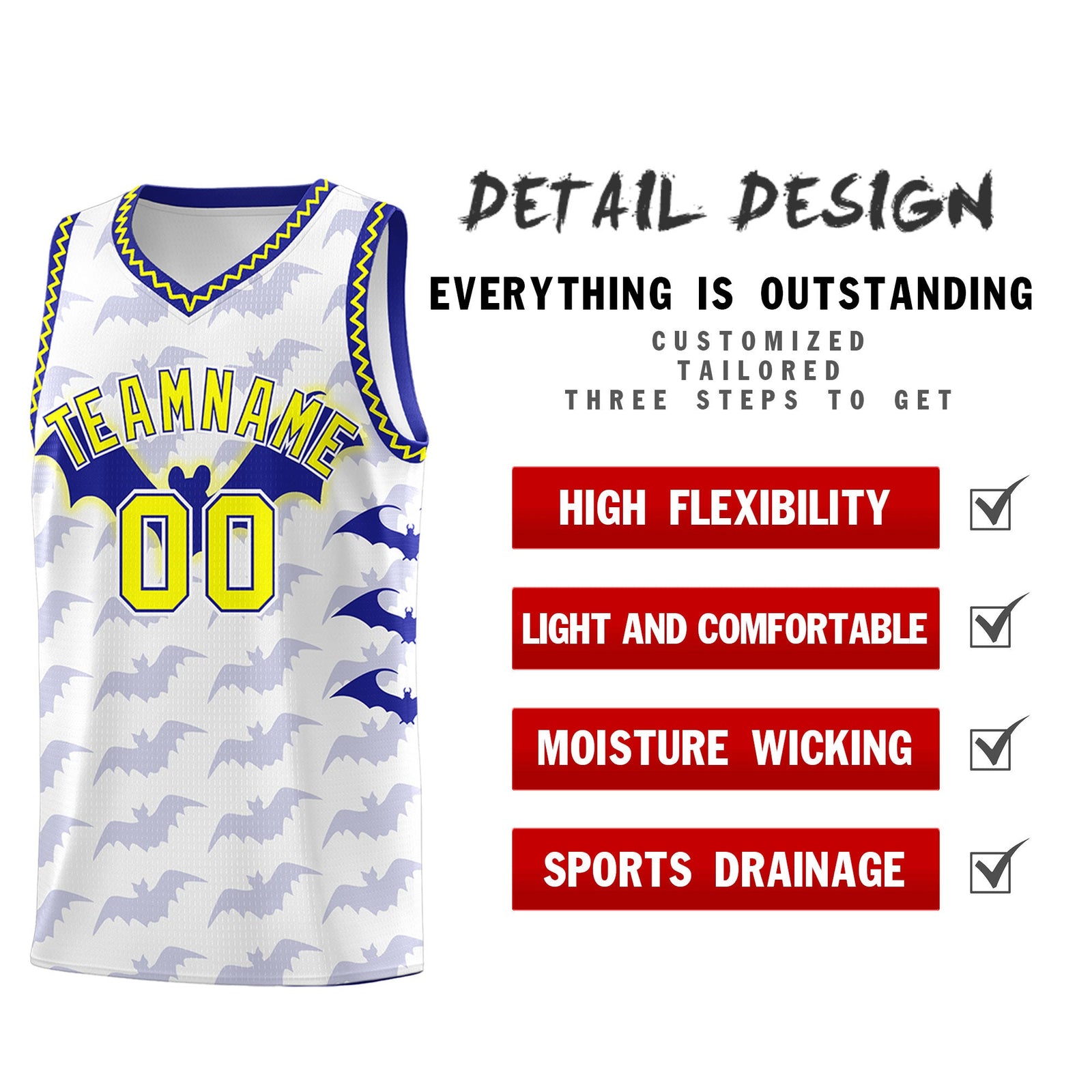 Custom White Fluorescent Yellow Bat Pattern Halloween Basketball Jersey | For Men,For Kid,For Youth,Sublimation Printed,Perfect for Training,Perfect for Parties,Add Name and Numbern | KXKSHOP