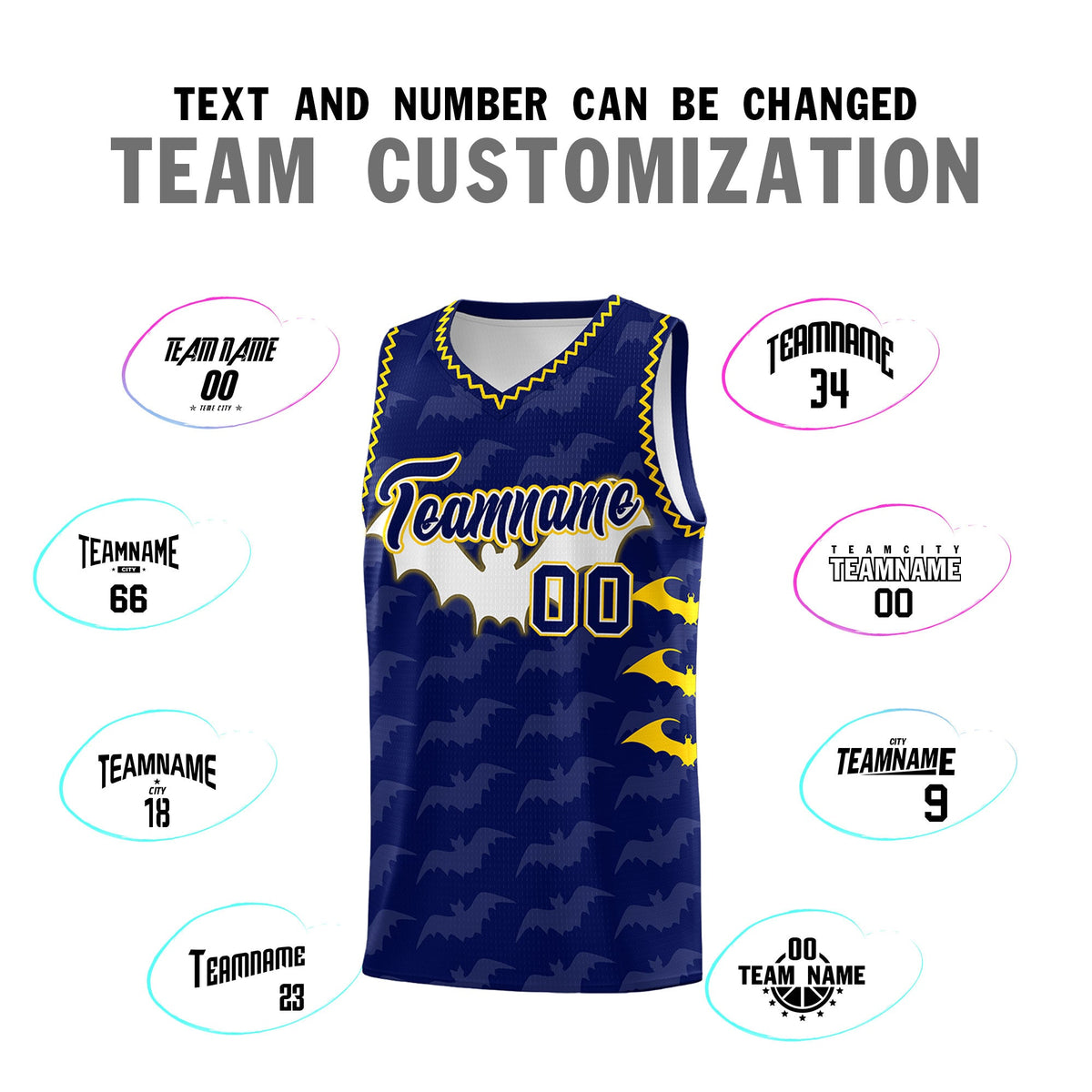 Custom Navy Gold Bat Pattern Halloween Basketball Jersey | For Men,For Kid,For Youth,Sublimation Printed,Perfect for Training,Perfect for Parties,Add Name and Numbern | KXKSHOP