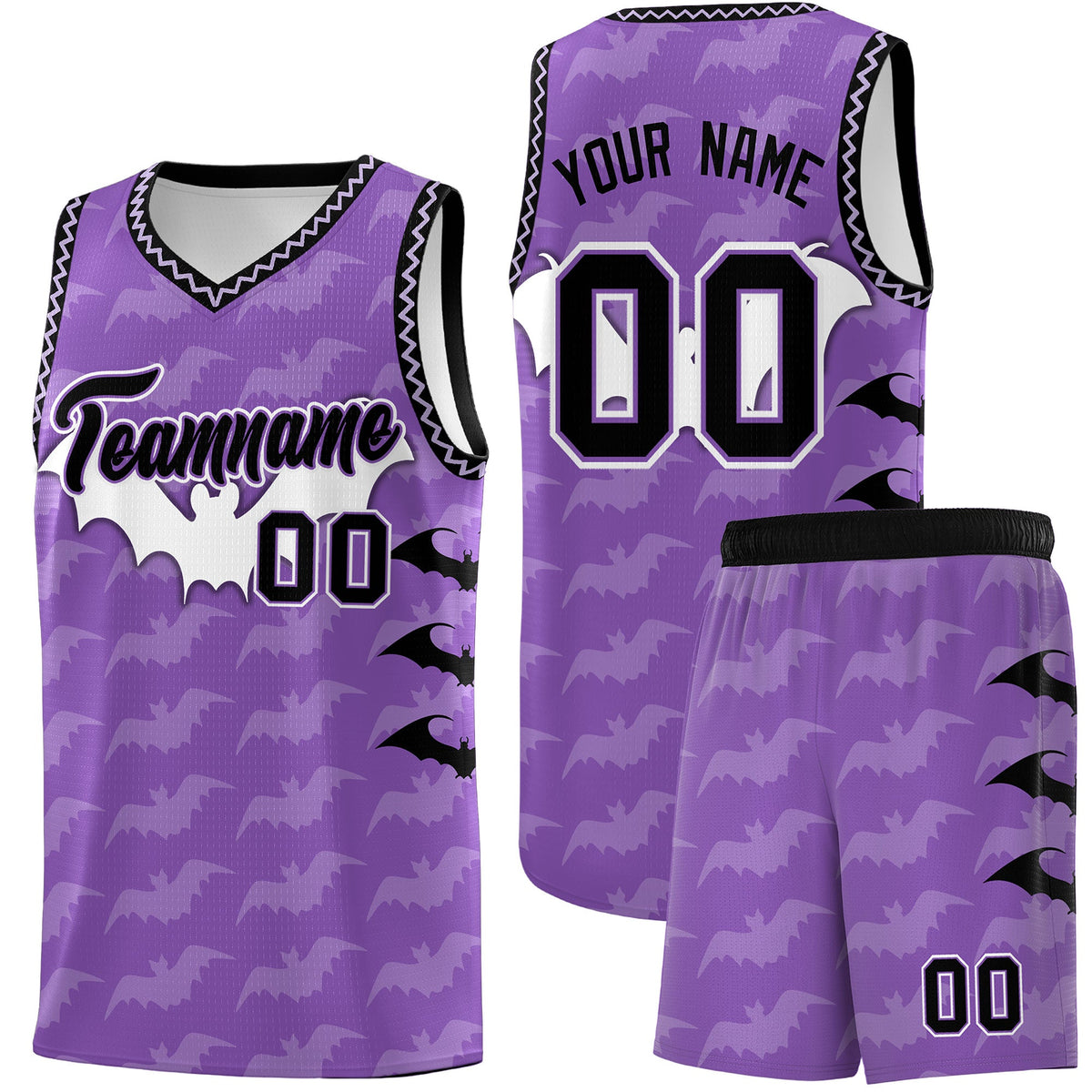 Custom Light Purple Bat Pattern Halloween Basketball Jersey | For Men,For Kid,For Youth,Sublimation Printed,Perfect for Training,Perfect for Parties,Add Name and Numbern | KXKSHOP