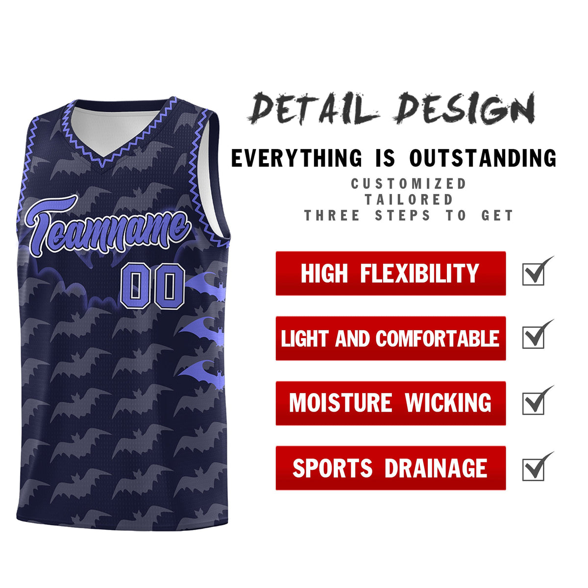 Custom Navy Purple Bat Pattern Halloween Basketball Jersey | For Men,For Kid,For Youth,Sublimation Printed,Perfect for Training,Perfect for Parties,Add Name and Numbern | KXKSHOP