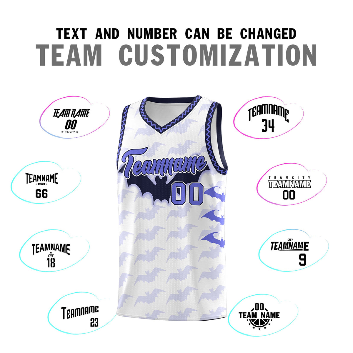 Custom White Purple Navy Bat Pattern Halloween Basketball Jersey | For Men,For Kid,For Youth,Sublimation Printed,Perfect for Training,Perfect for Parties,Add Name and Numbern | KXKSHOP
