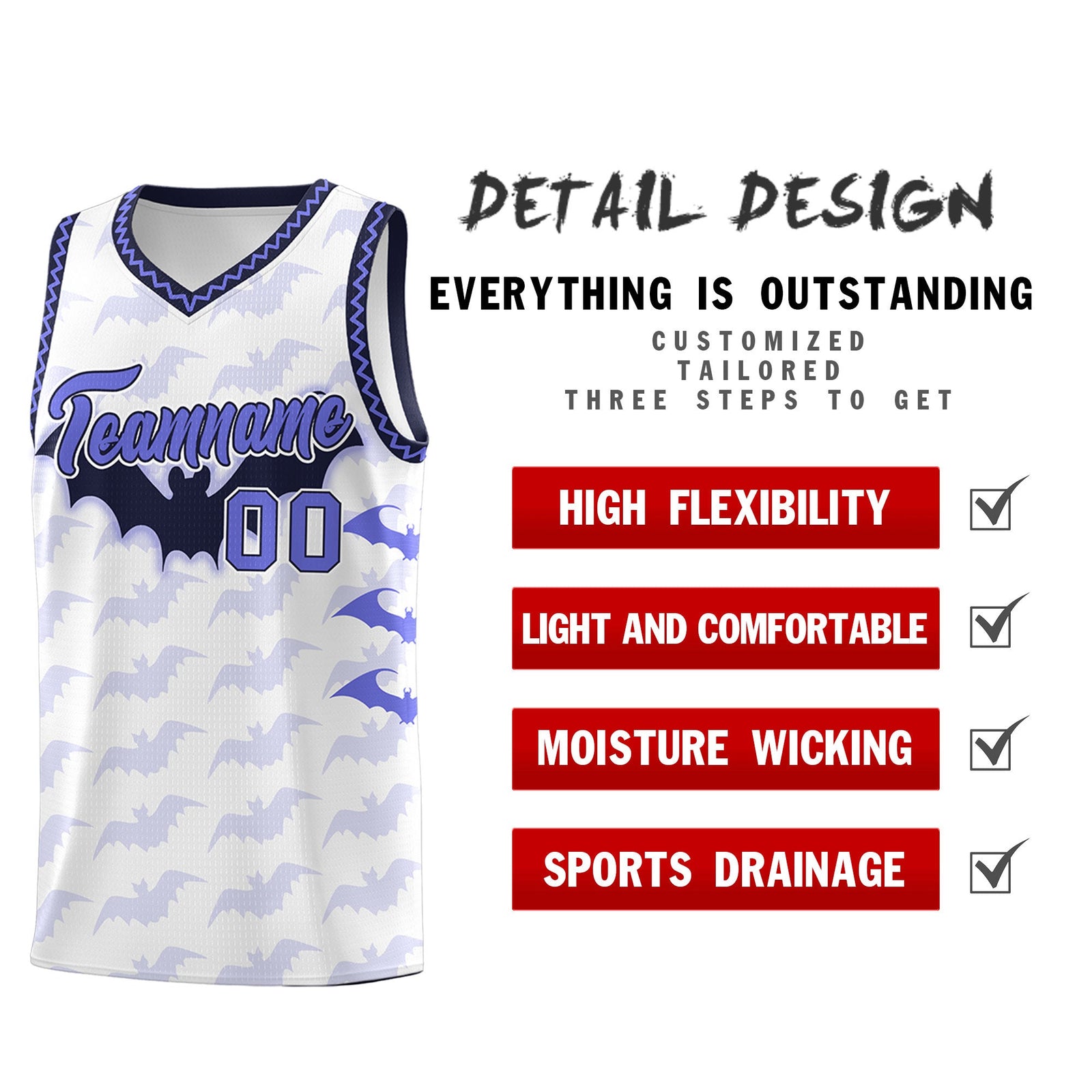 Custom White Purple Navy Bat Pattern Halloween Basketball Jersey | For Men,For Kid,For Youth,Sublimation Printed,Perfect for Training,Perfect for Parties,Add Name and Numbern | KXKSHOP