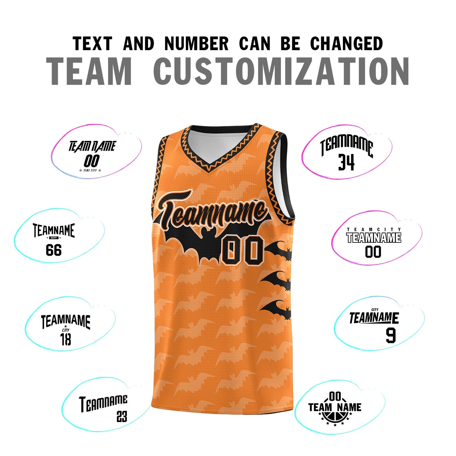 Custom Gold Orange Bat Pattern Halloween Basketball Jersey | For Men,For Kid,For Youth,Sublimation Printed,Perfect for Training,Perfect for Parties,Add Name and Numbern | KXKSHOP