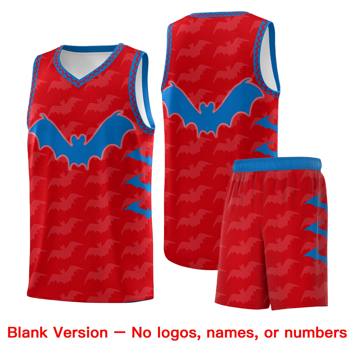 Custom Red Royal White Bat Pattern Halloween Basketball Jersey | For Men,For Kid,For Youth,Sublimation Printed,Perfect for Training,Perfect for Parties,Add Name and Numbern | KXKSHOP