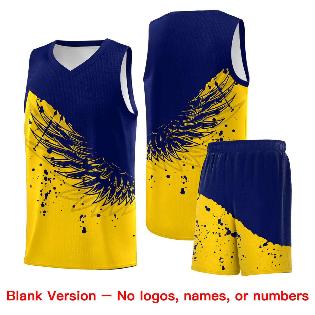 Custom Gold Navy Wing Pattern Sports Uniform Basketball Jersey| KXKSHOP
