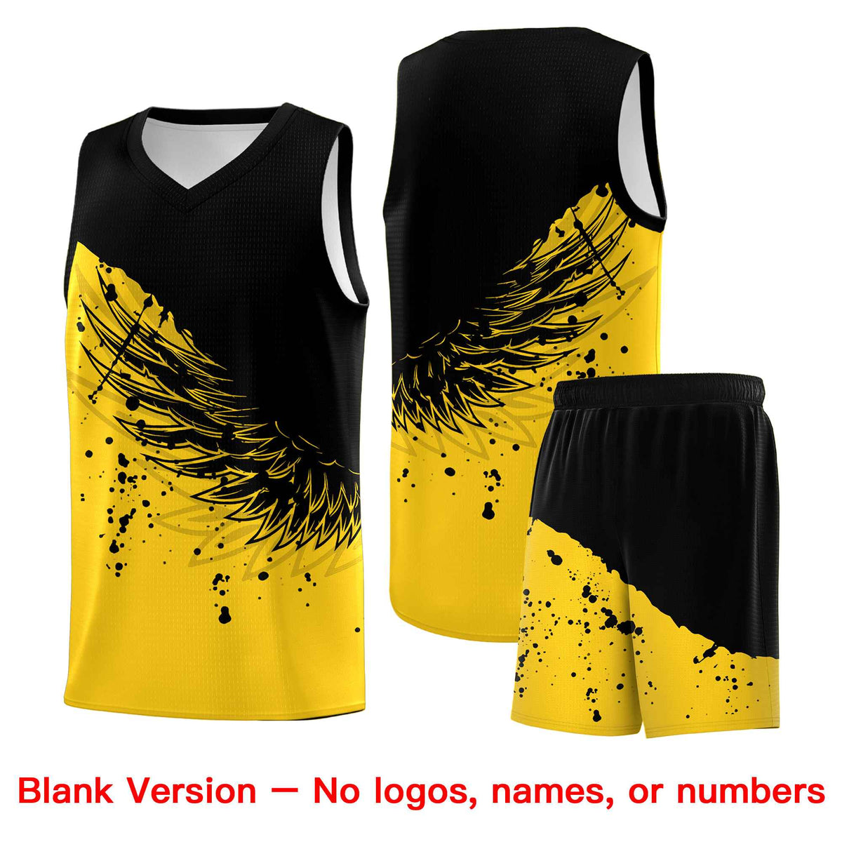 Custom Gold Black Wing Pattern Sports Uniform Basketball Jersey| KXKSHOP