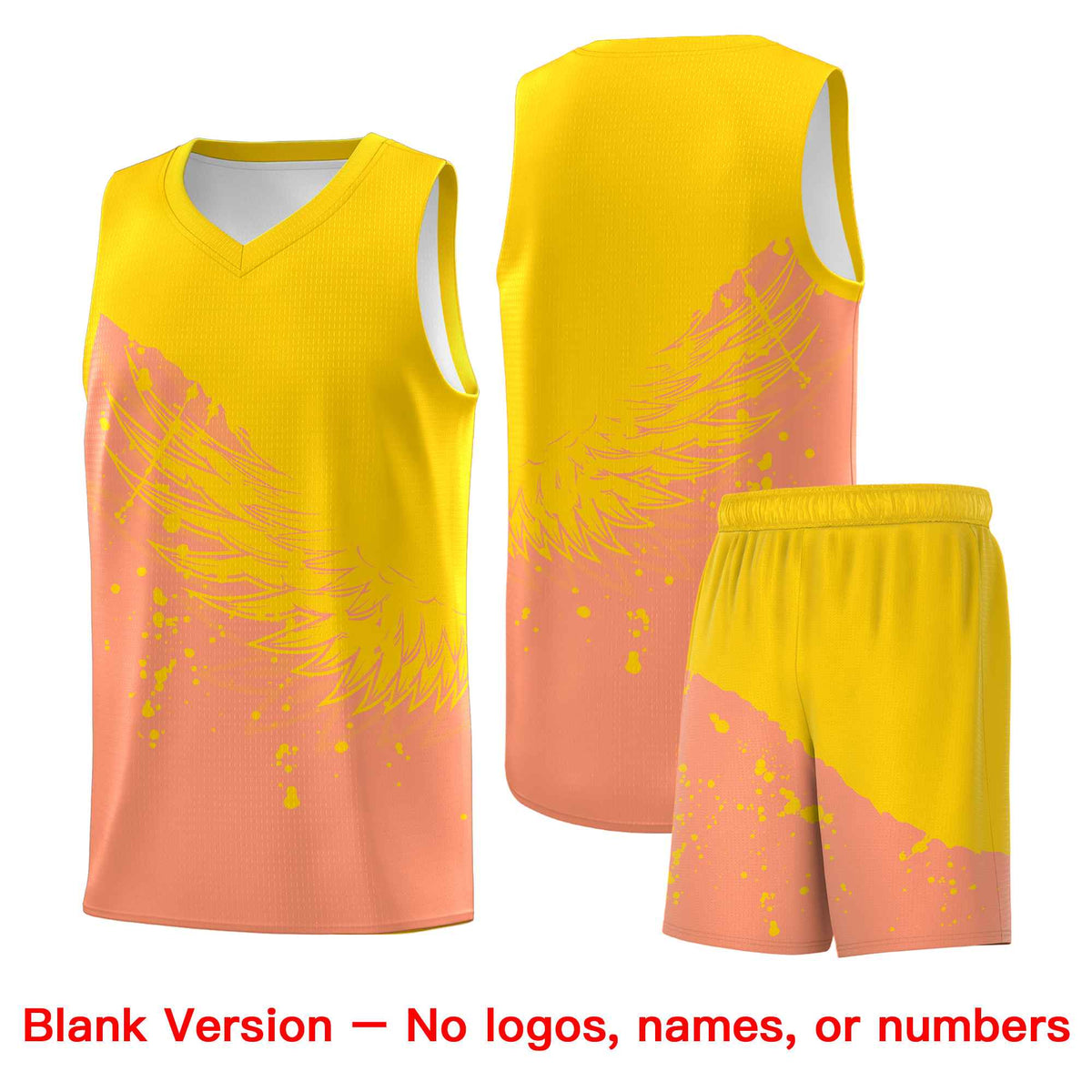 Custom Light Orange Gold Wing Pattern Sports Uniform Basketball Jersey| KXKSHOP
