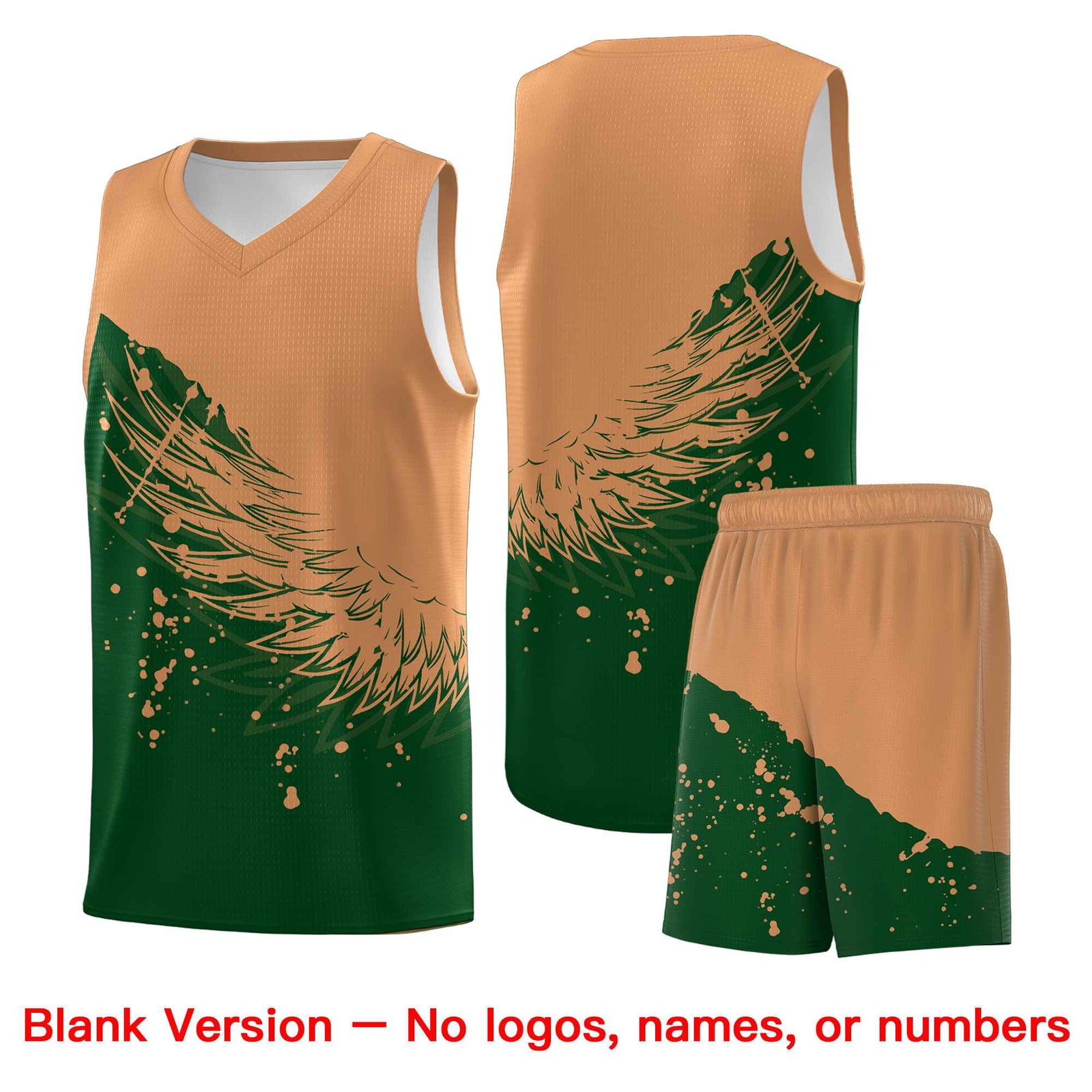 Custom Green Buckskin Brown Wing Pattern Sports Uniform Basketball Jersey| KXKSHOP