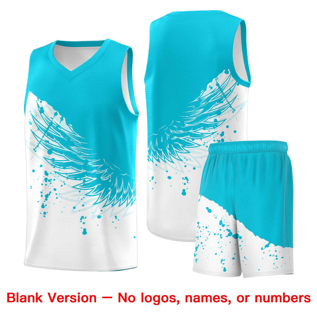 Custom White Sky Blue Wing Pattern Sports Uniform Basketball Jersey| KXKSHOP