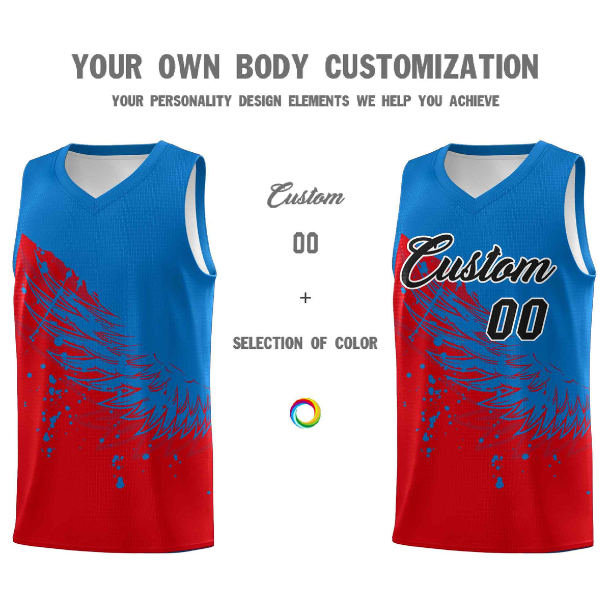 Custom Red Royal Wing Pattern Sports Uniform Basketball Jersey| KXKSHOP