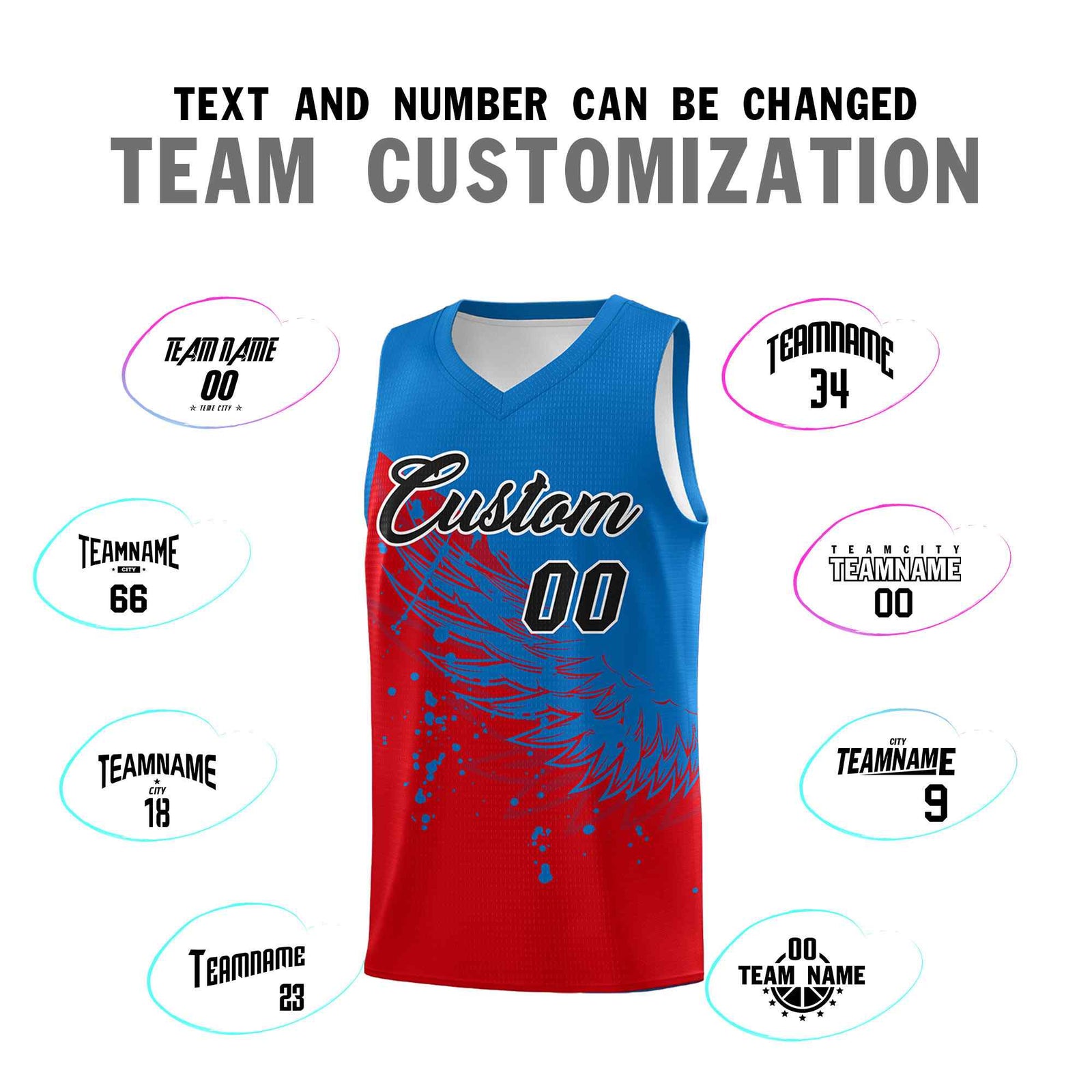 Custom Red Royal Wing Pattern Sports Uniform Basketball Jersey| KXKSHOP
