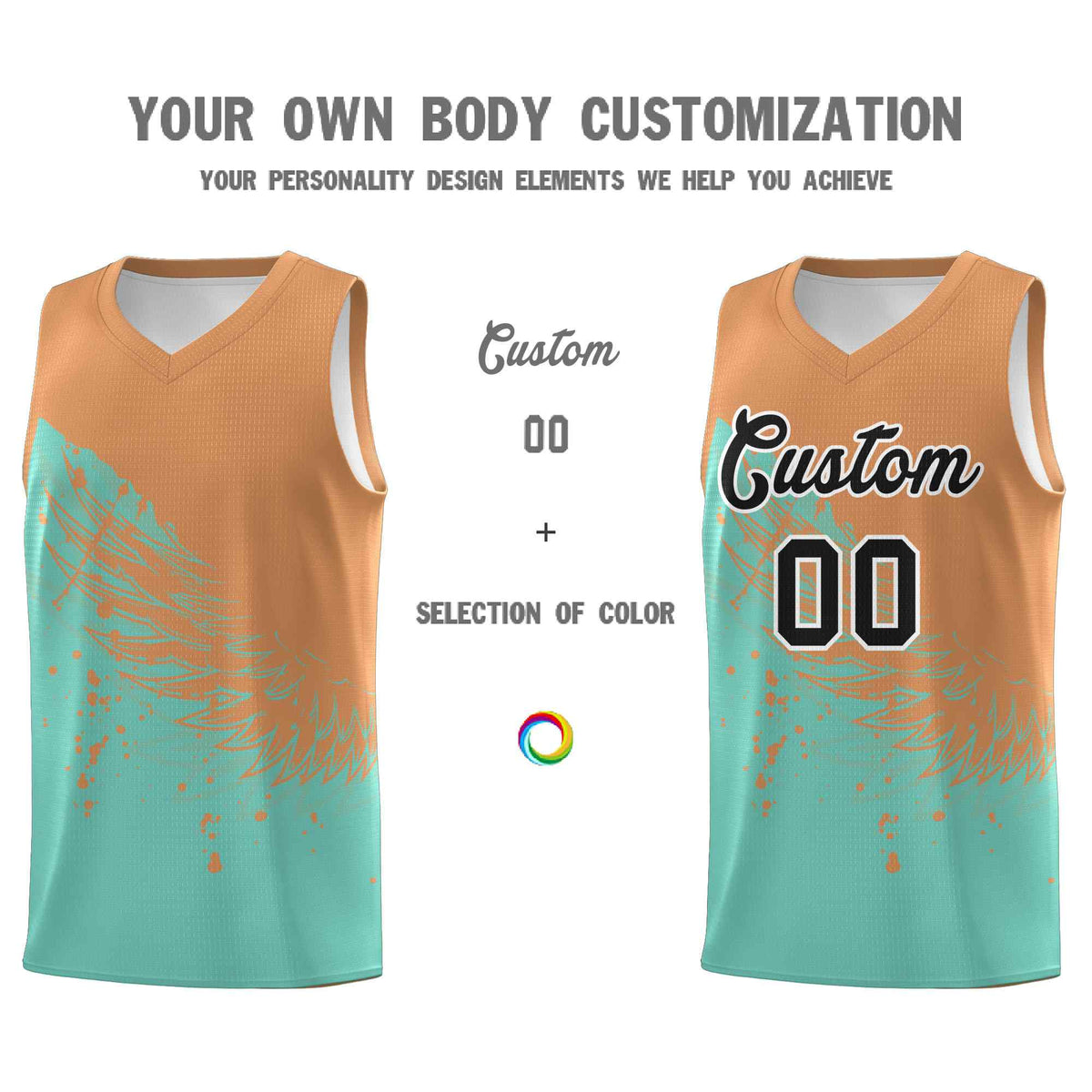 Custom Bright Green Buckskin Brown Wing Pattern Sports Uniform Basketball Jersey