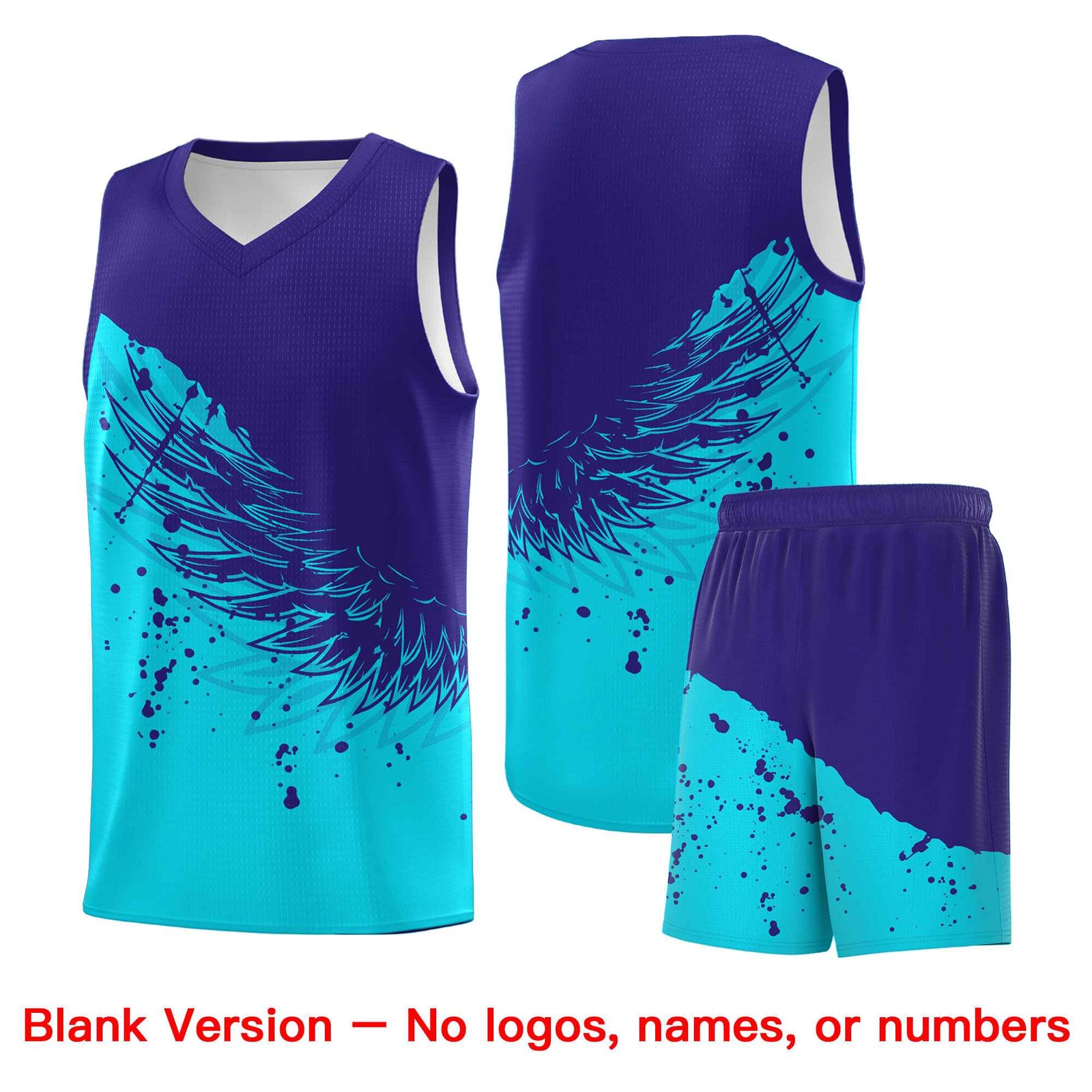Custom Sky Blue Royal Wing Pattern Sports Uniform Basketball Jersey