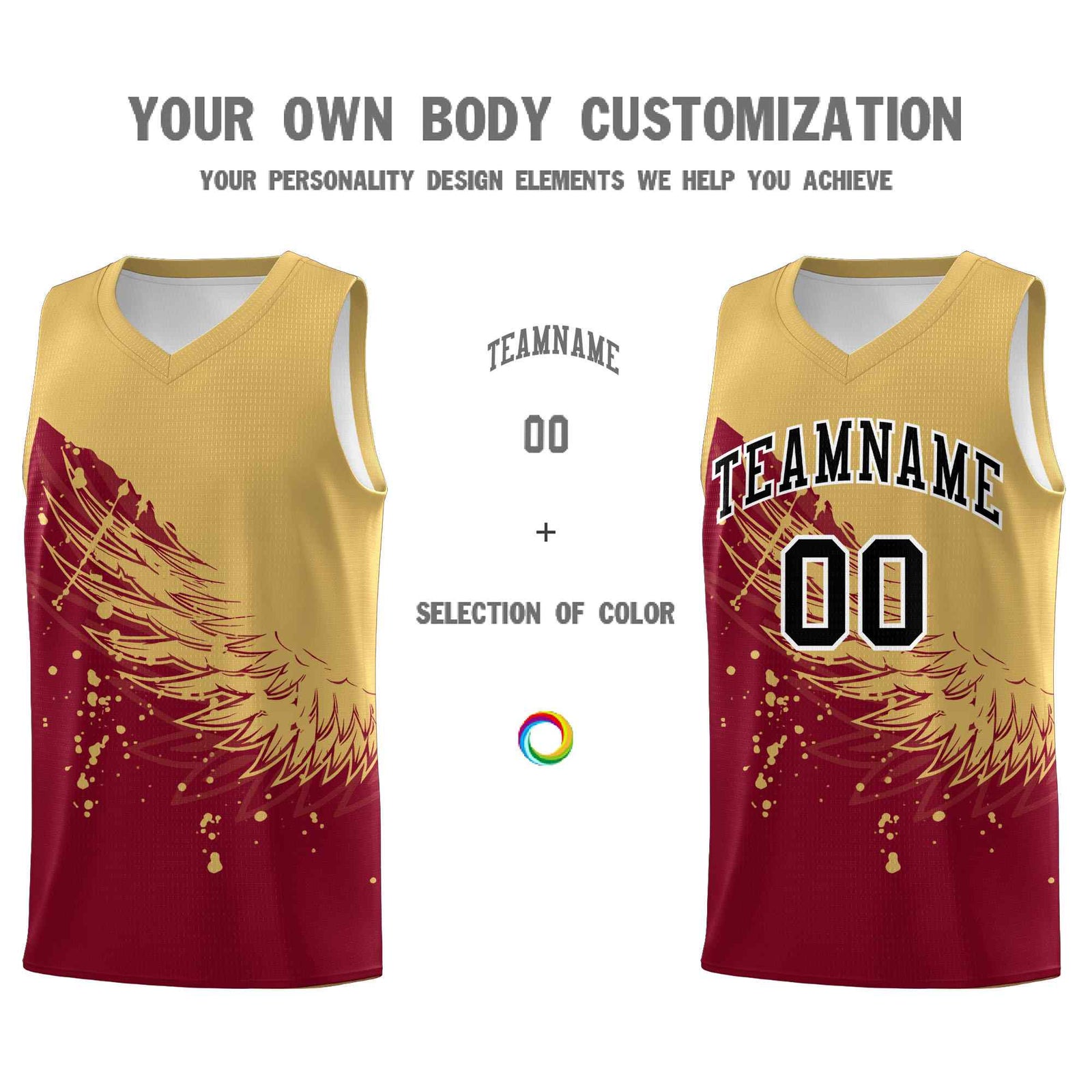 Custom Crimson Old Gold Wing Pattern Sports Uniform Basketball Jersey