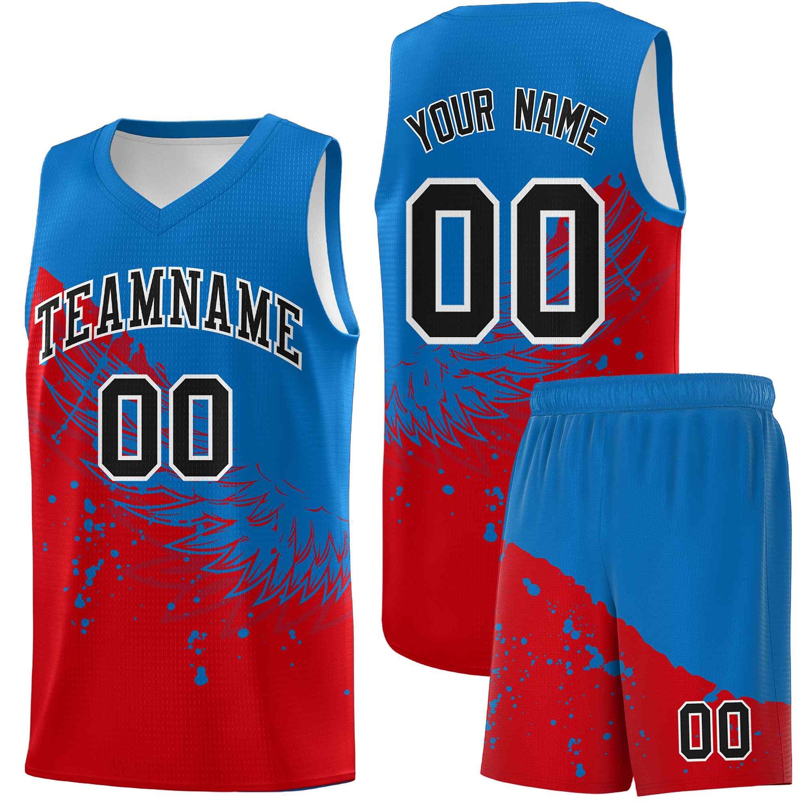 Custom Red Royal Wing Pattern Sports Uniform Basketball Jersey