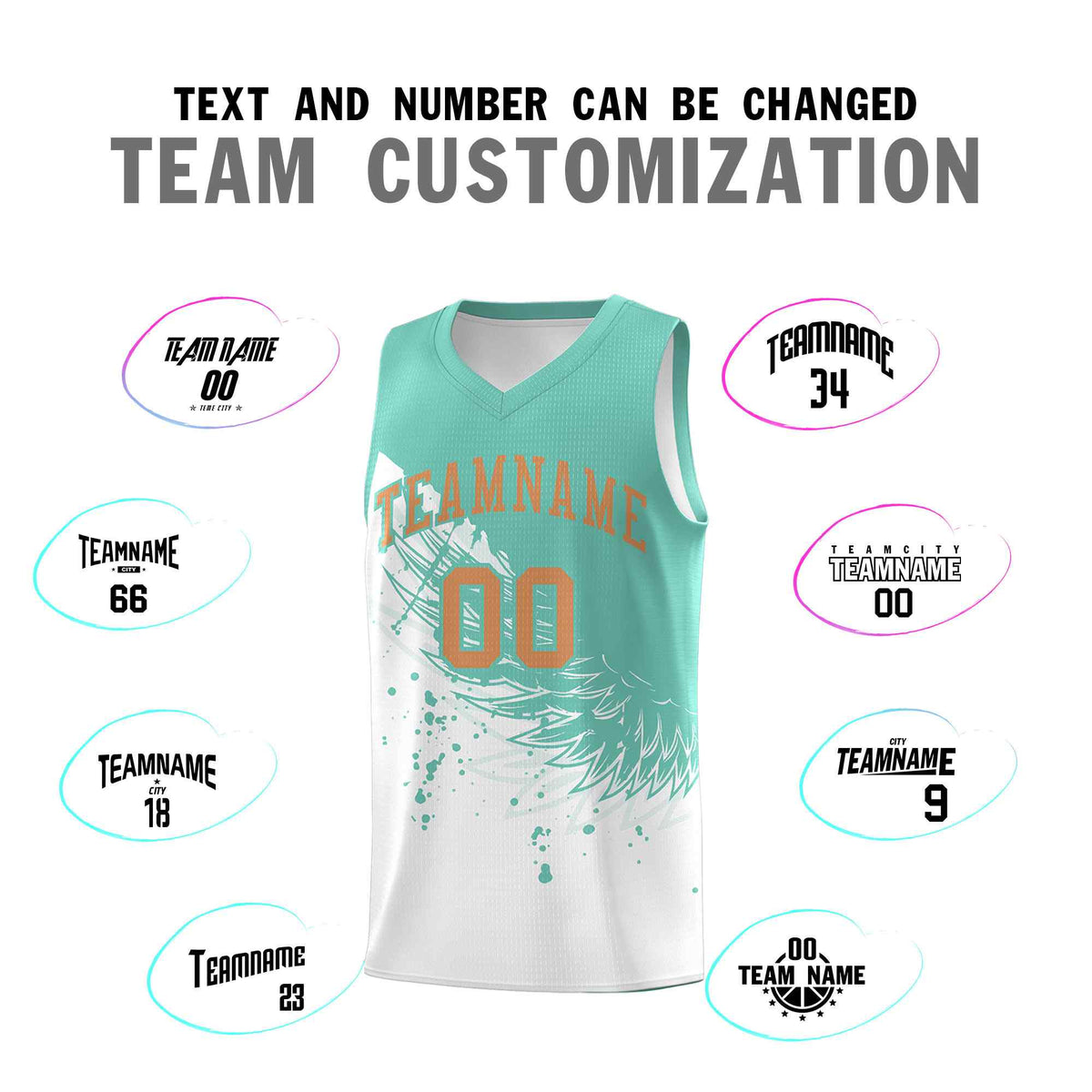Custom White Bright Green Wing Pattern Sports Uniform Basketball Jersey