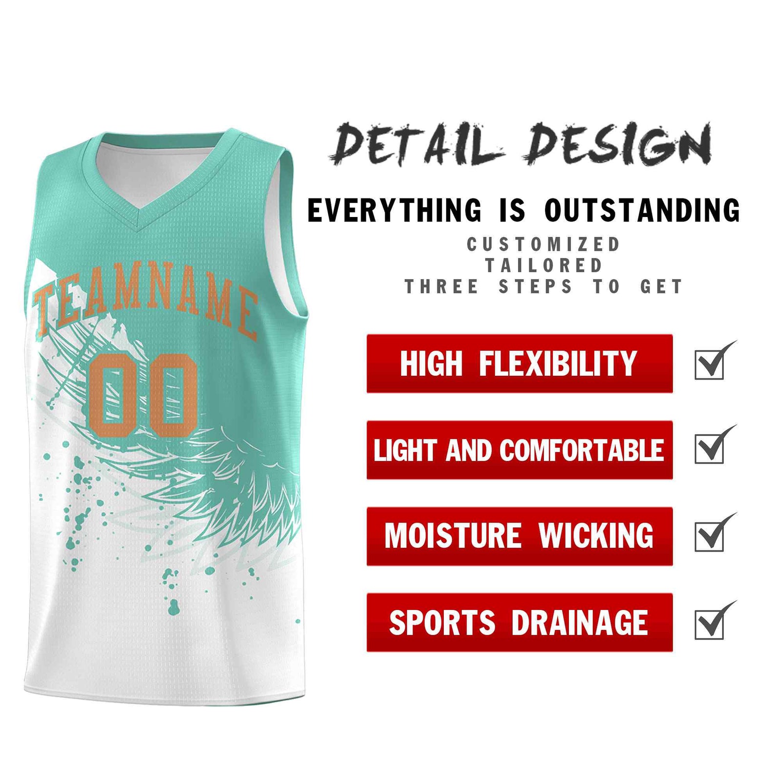 Custom White Bright Green Wing Pattern Sports Uniform Basketball Jersey