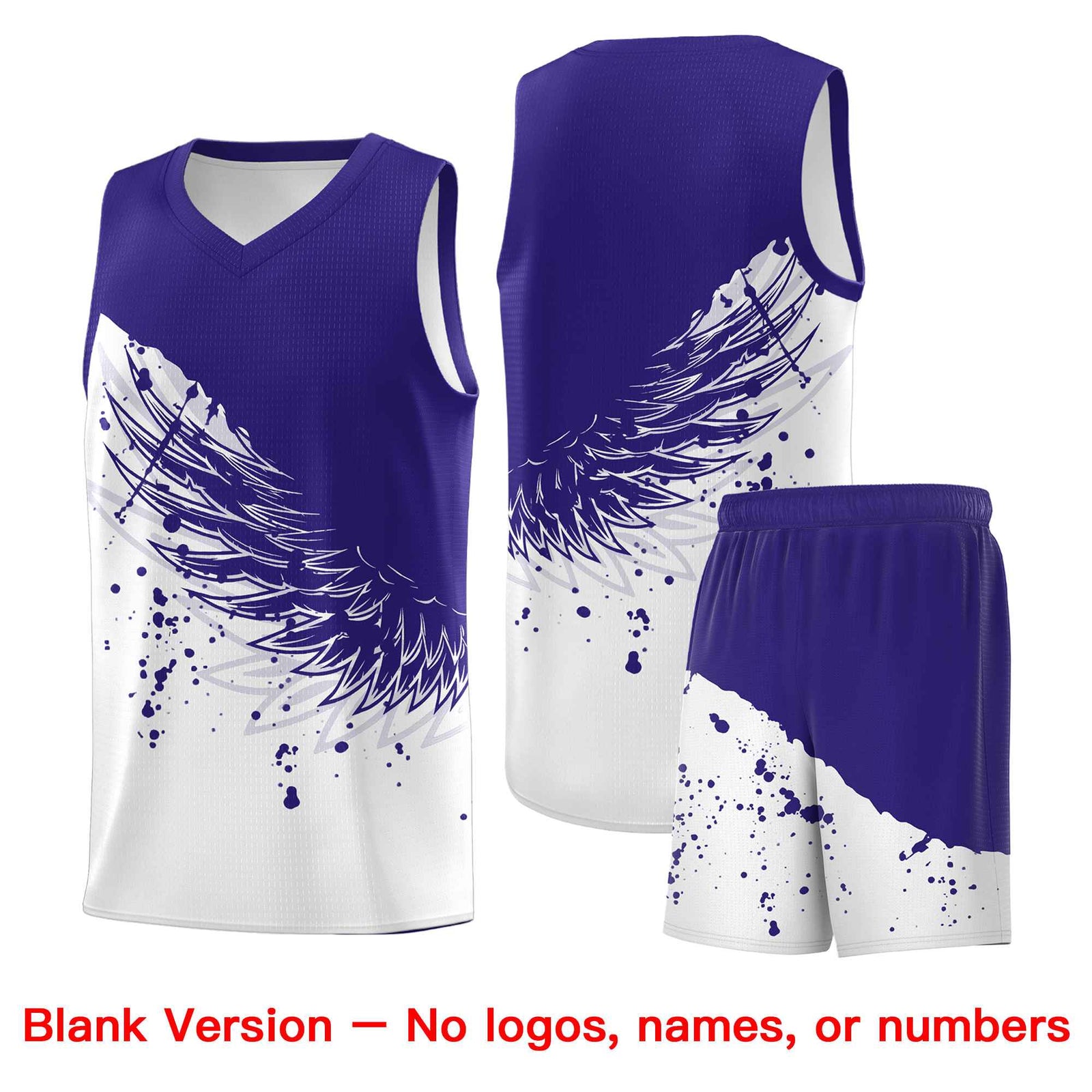 Custom White Royal Wing Pattern Sports Uniform Basketball Jersey