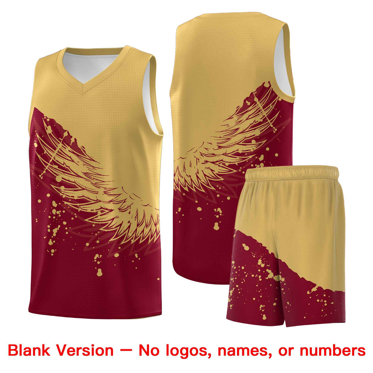 Custom Crimson Old Gold Wing Pattern Sports Uniform Basketball Jersey