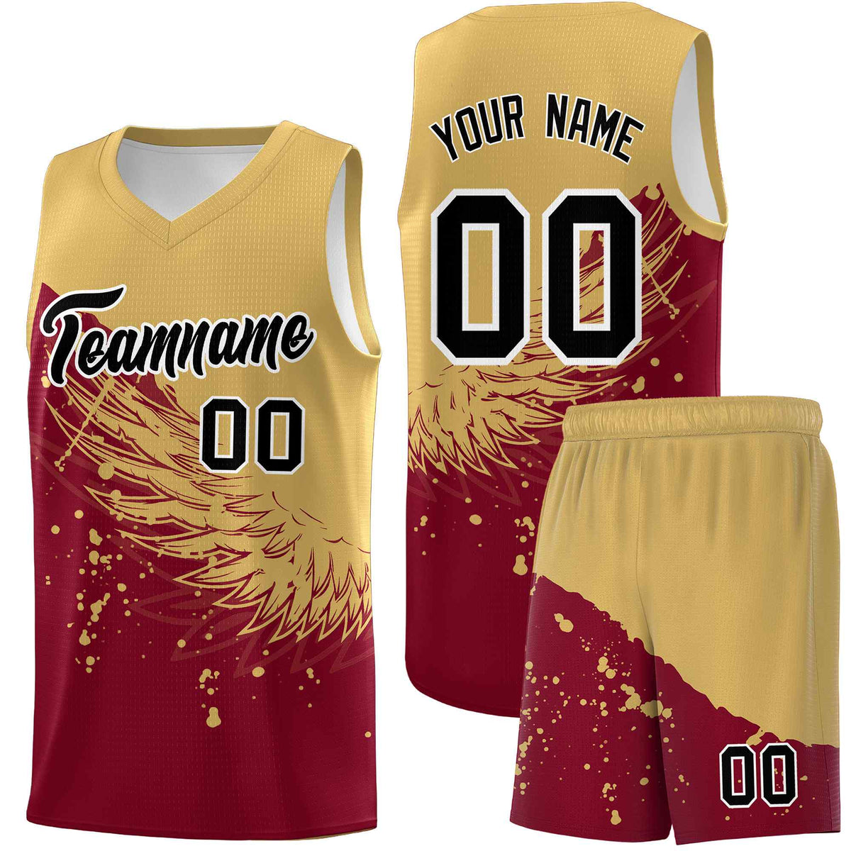 Custom Crimson Old Gold Wing Pattern Sports Uniform Basketball Jersey