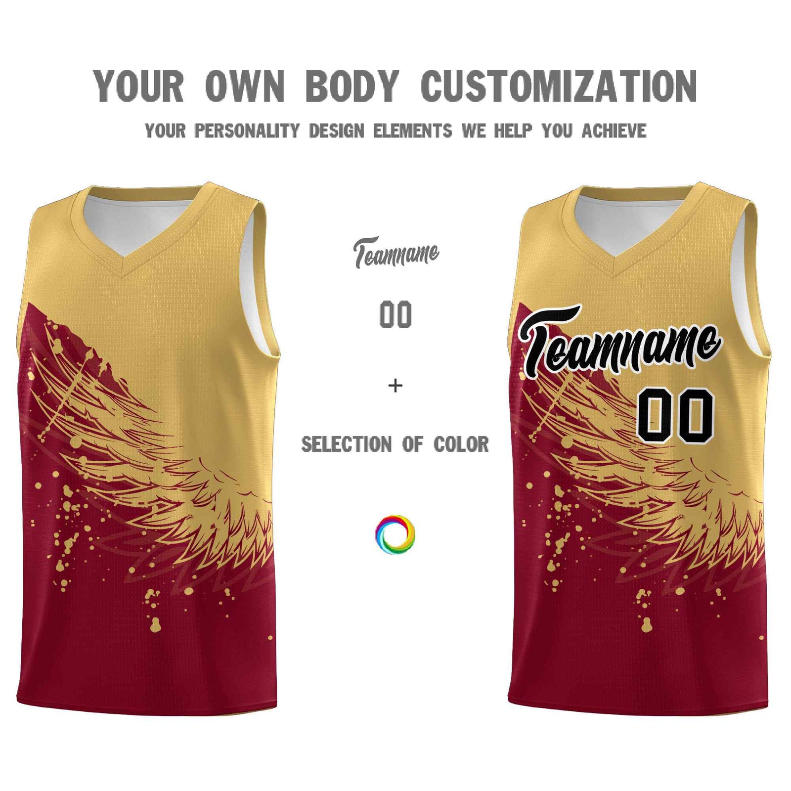 Custom Crimson Old Gold Wing Pattern Sports Uniform Basketball Jersey