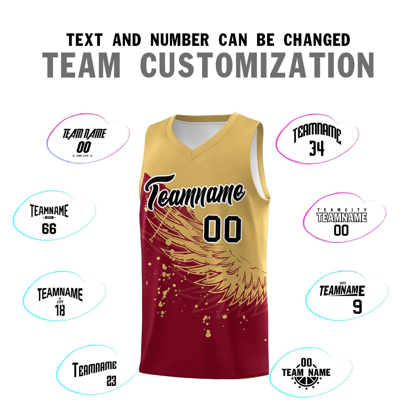 Custom Crimson Old Gold Wing Pattern Sports Uniform Basketball Jersey