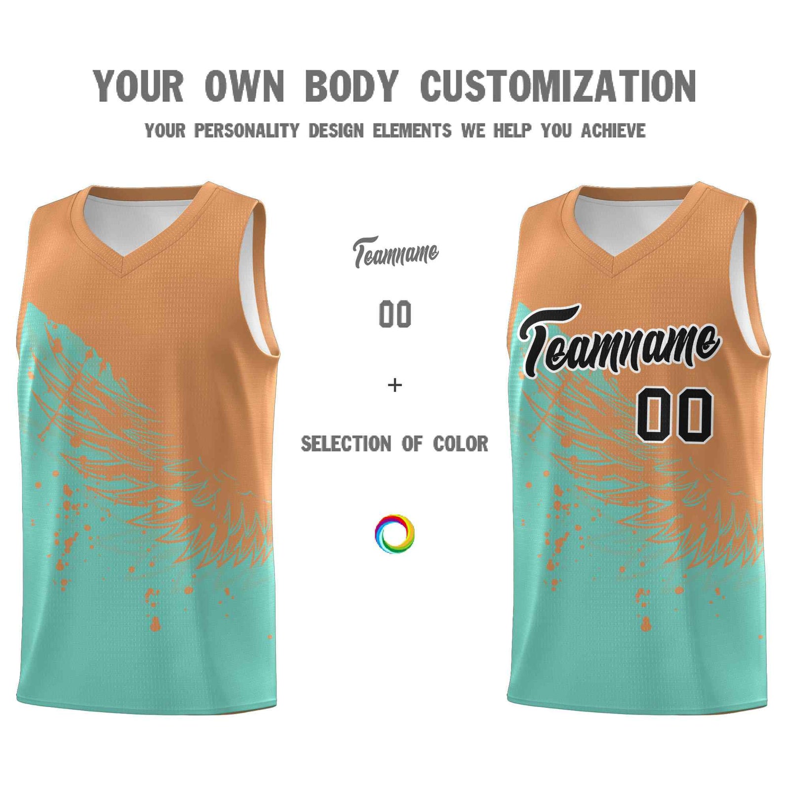 Custom Bright Green Buckskin Brown Wing Pattern Sports Uniform Basketball Jersey